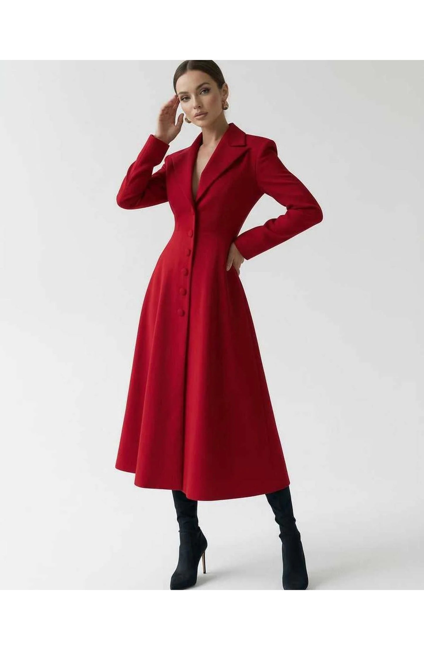 Women's Midi Dress | Notch Lapel | Flared Skirt