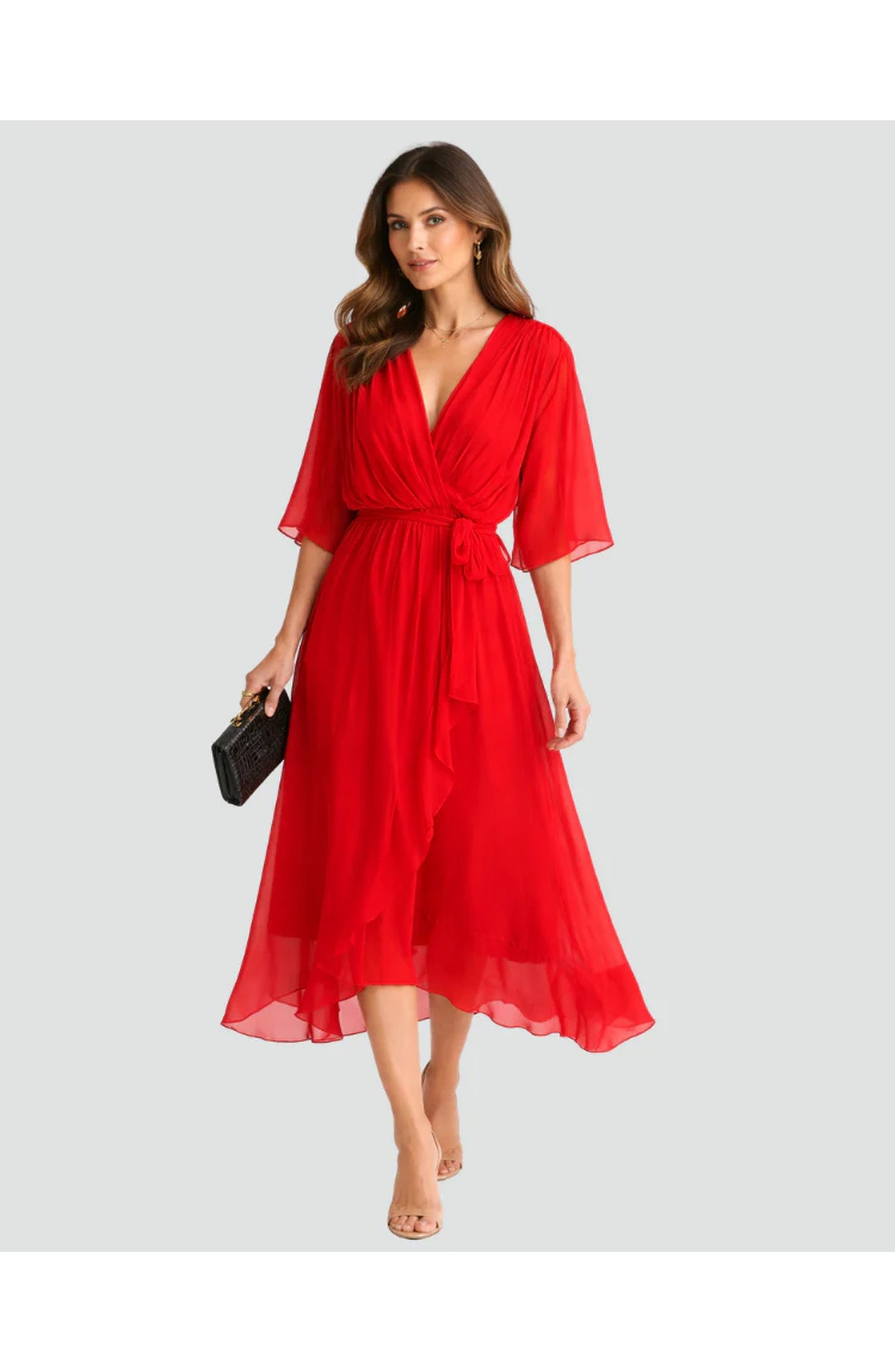 Geneviève Women's Midi Dress | V-Neck | Wrap Design