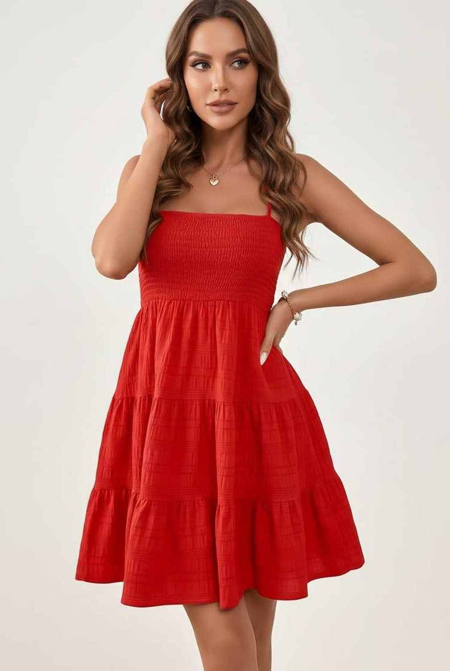 Mélina Dame Mini Kjole | Smocket Bandeau Top | Lagdelte Lagkjole