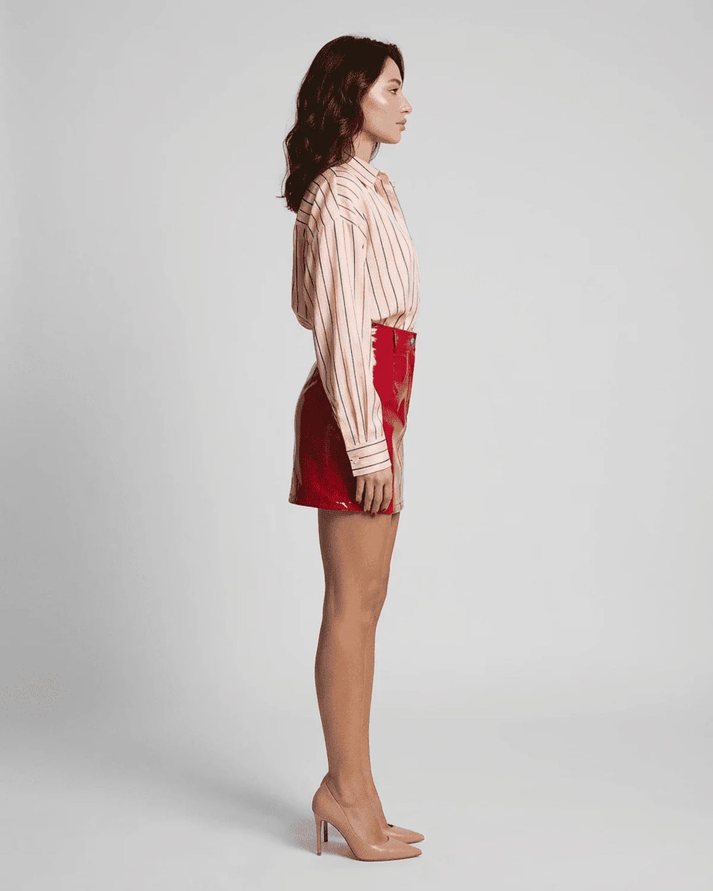 Kateline Dames Mini Rok | Rood Lakleer | Hoge Taille
