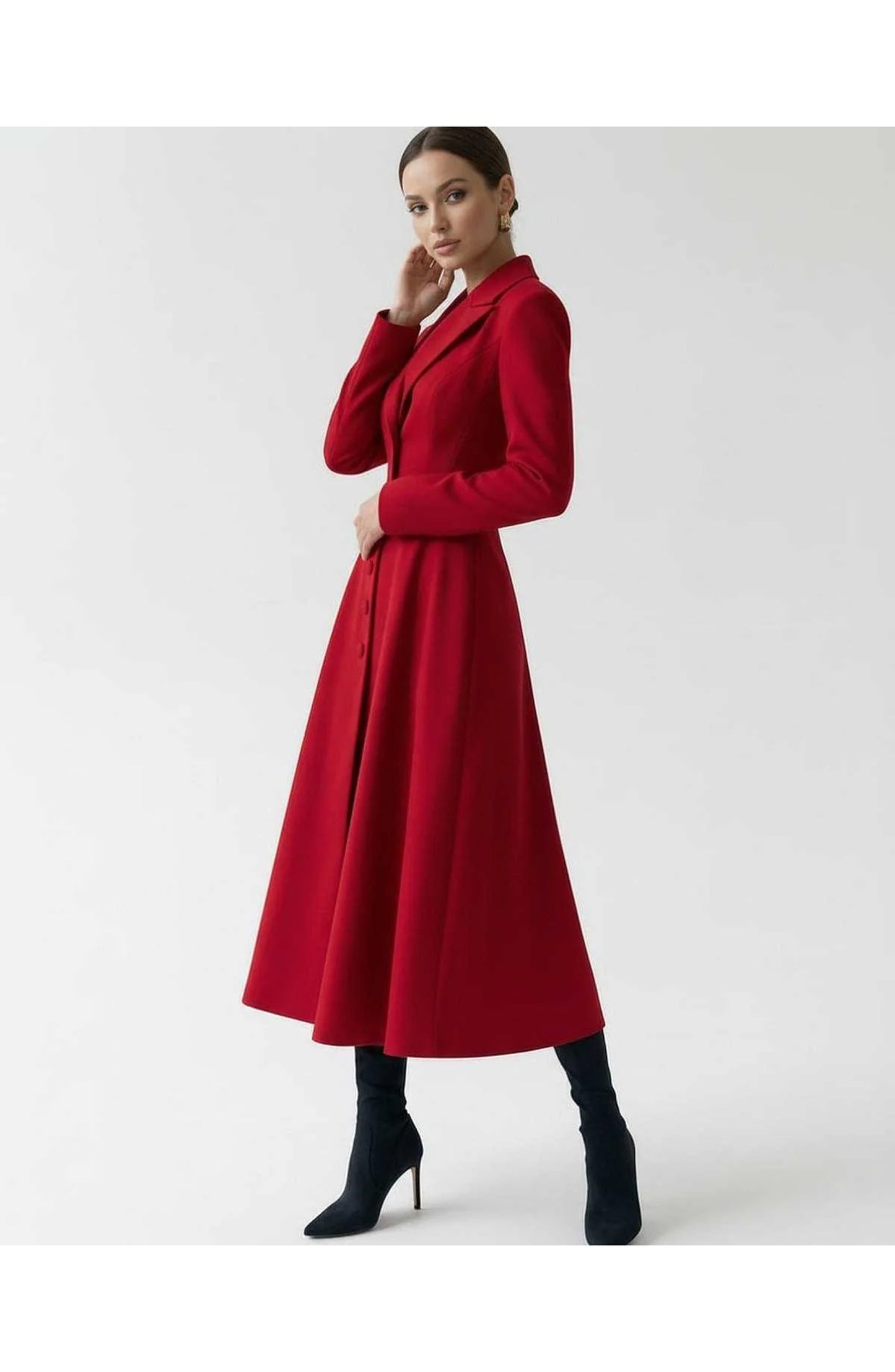 Women's Midi Dress | Notch Lapel | Flared Skirt