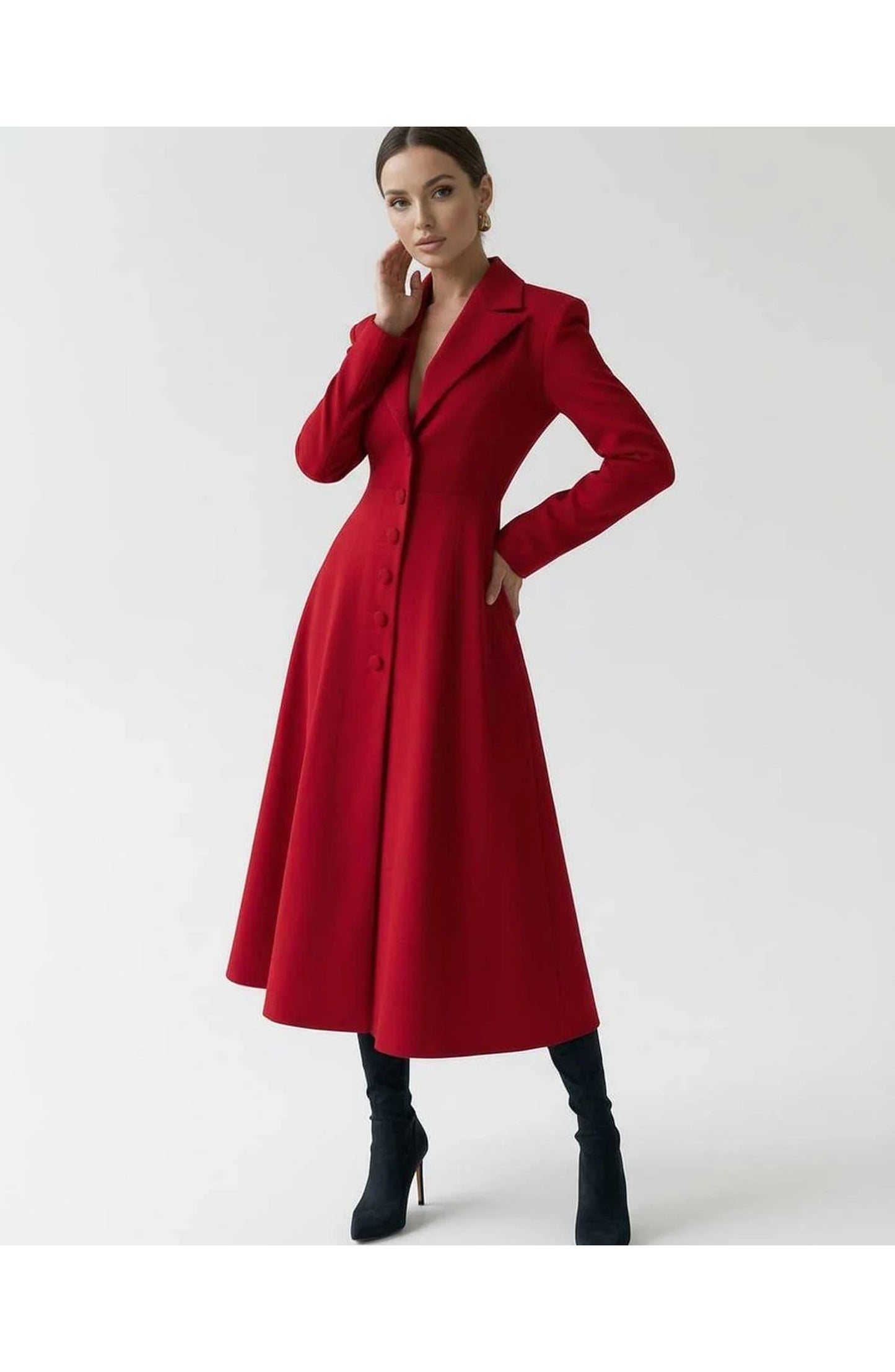 Women's Midi Dress | Notch Lapel | Flared Skirt