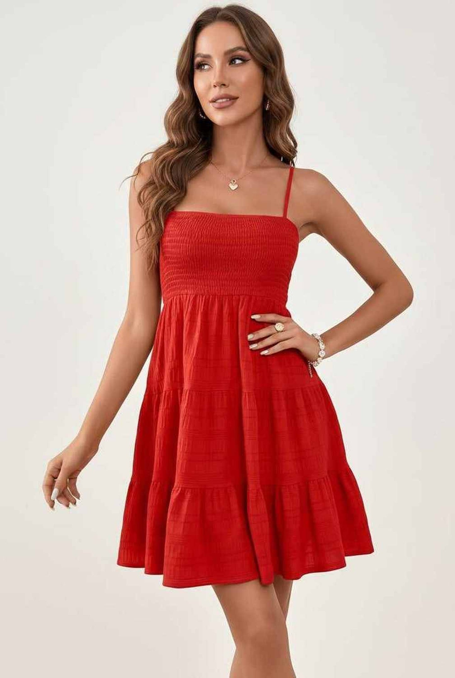 Mélina Dame Mini Kjole | Smocket Bandeau Top | Lagdelte Lagkjole