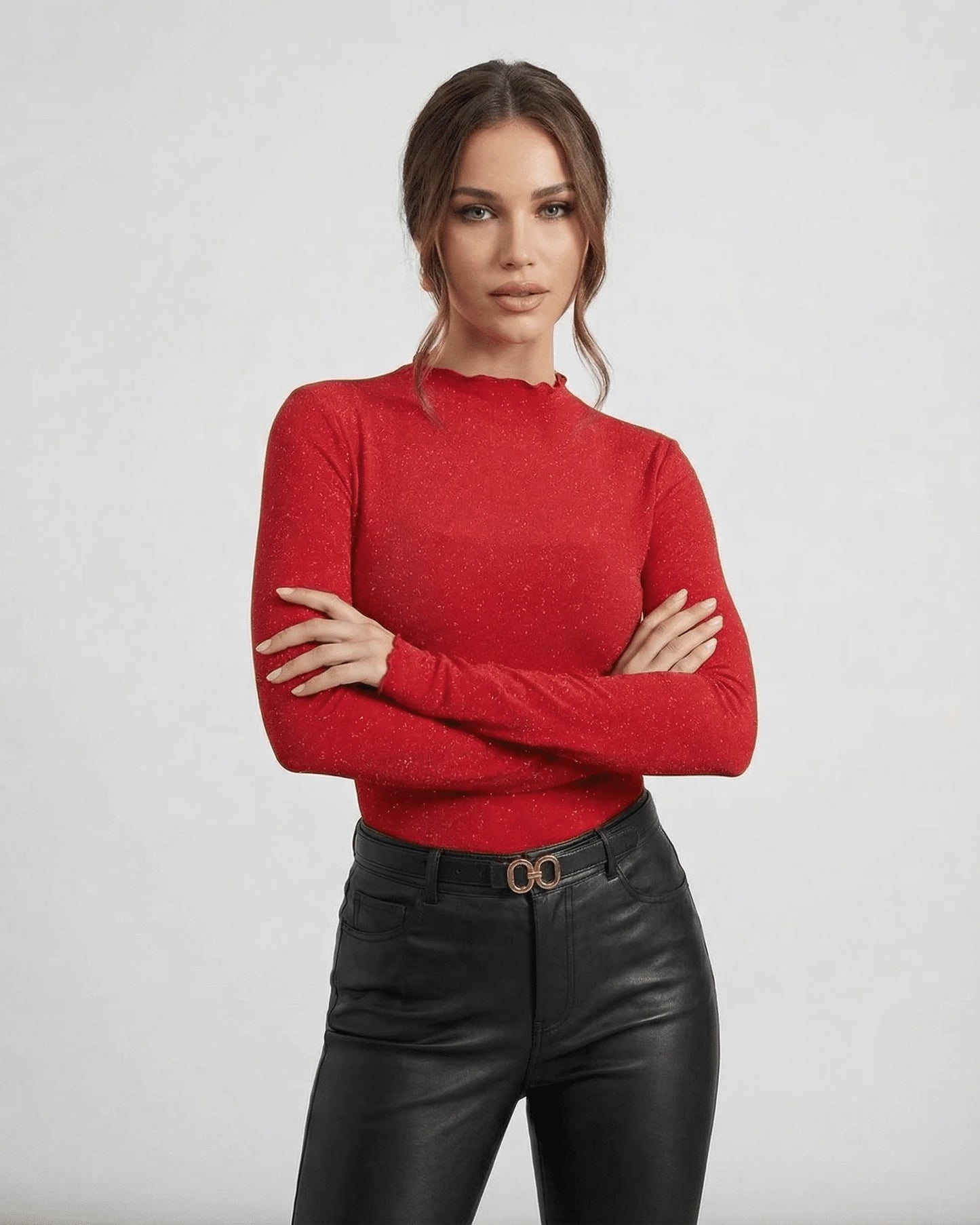 Lotte Dames Top | Glitterdetails | Geribbelde Boord