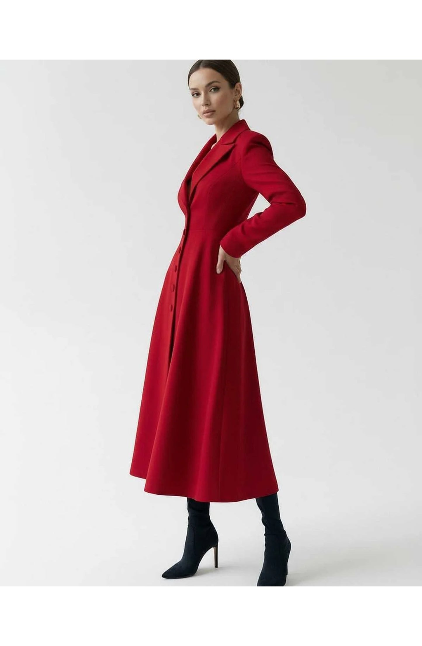 Women's Midi Dress | Notch Lapel | Flared Skirt