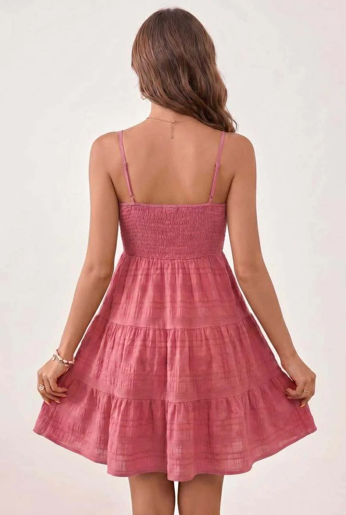 Mélina Dame Mini Kjole | Smocket Bandeau Top | Lagdelte Lagkjole