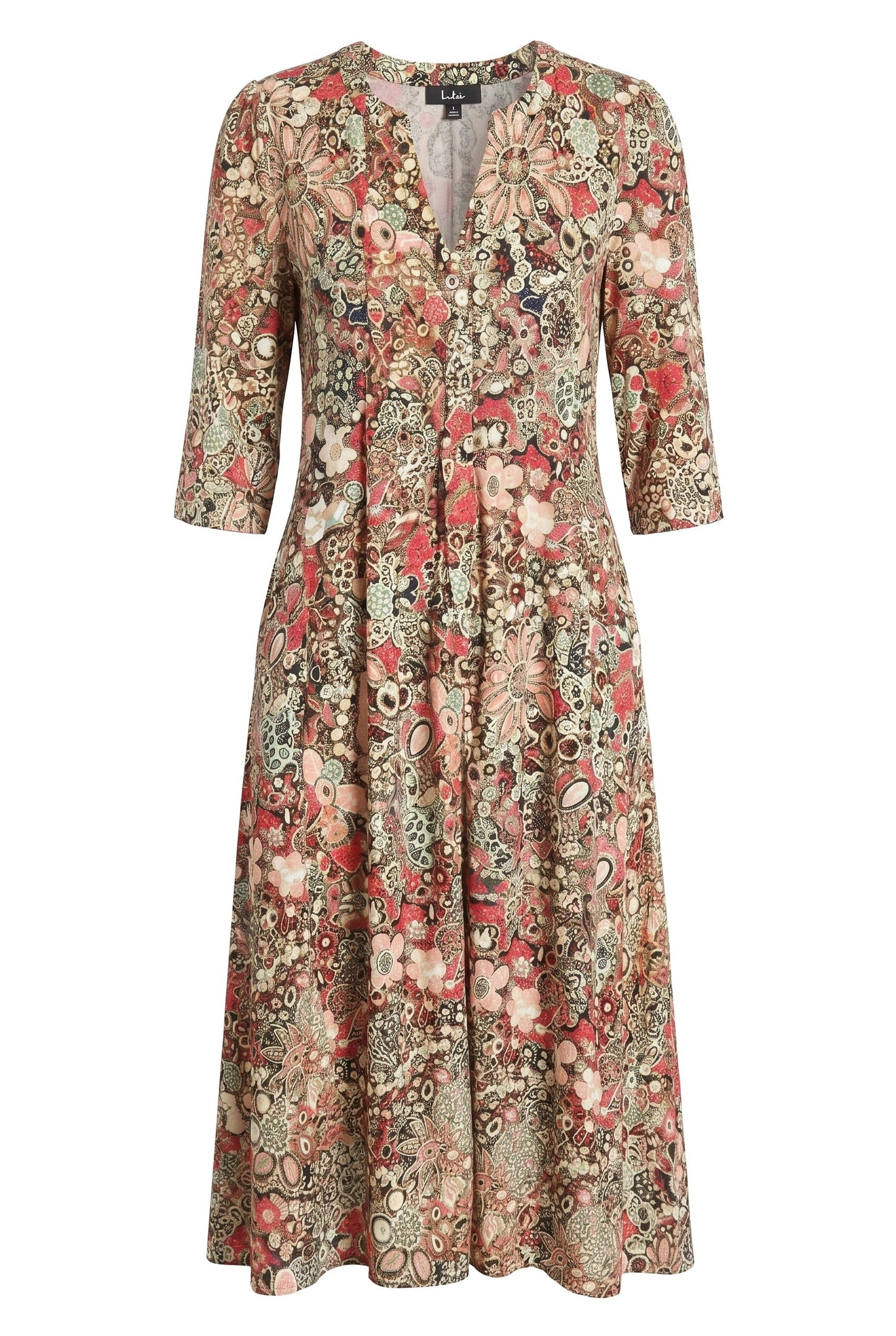 Nelly Dames Midi Jurk | V-Hals | Bloemenprint