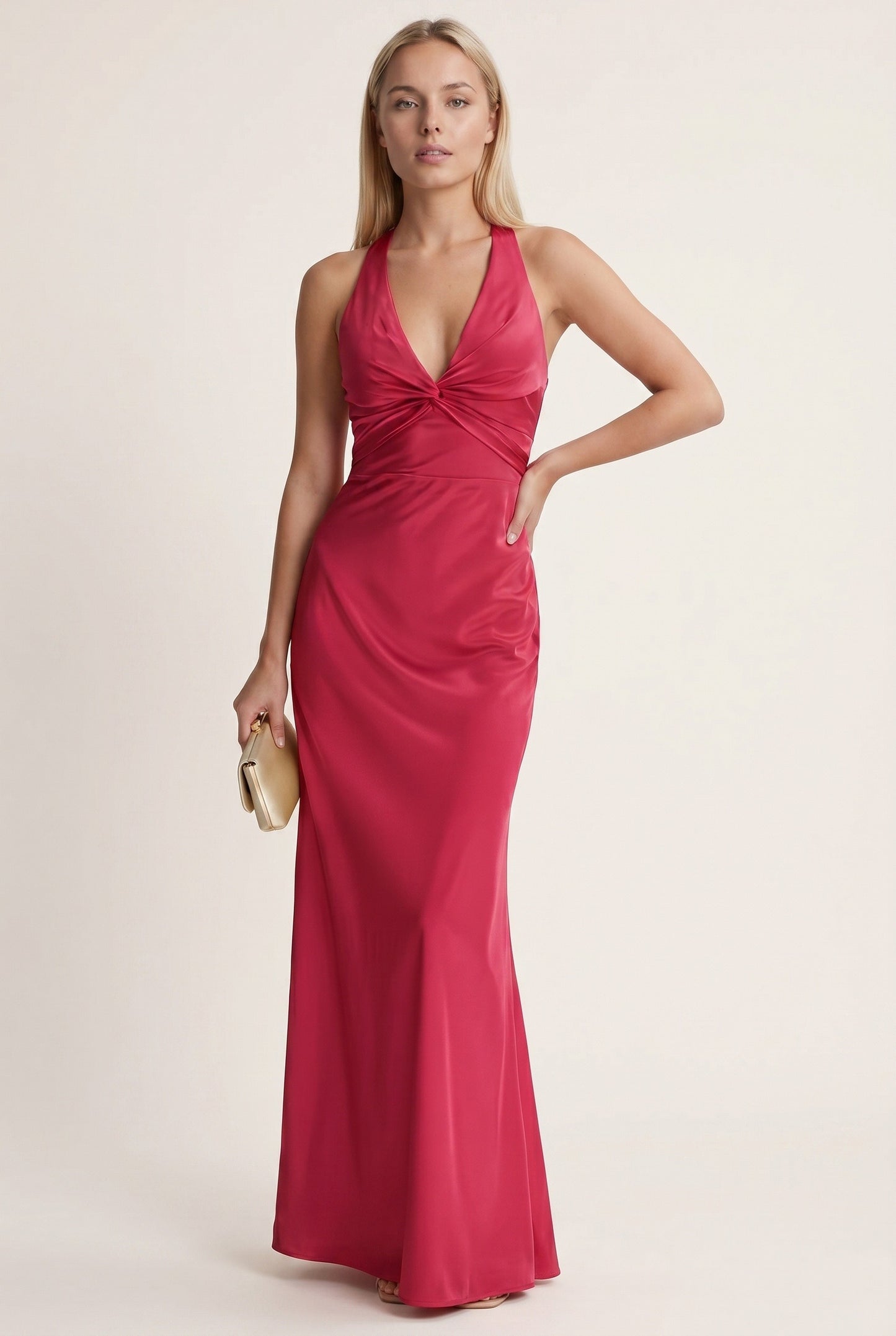 Olympe Women's Maxi Dress | Crossed Open Back | Twisted Bust Detail