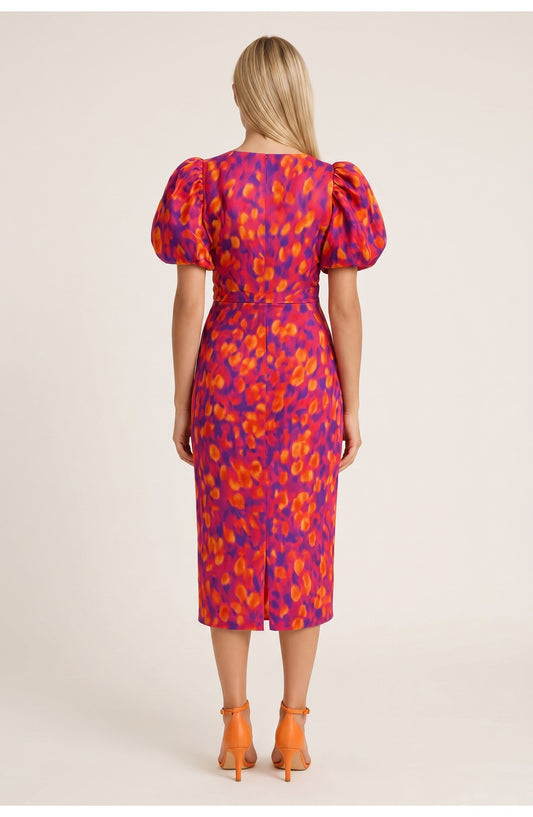 Ariane Women's Midi Dress | Puff Sleeves | Floral Print