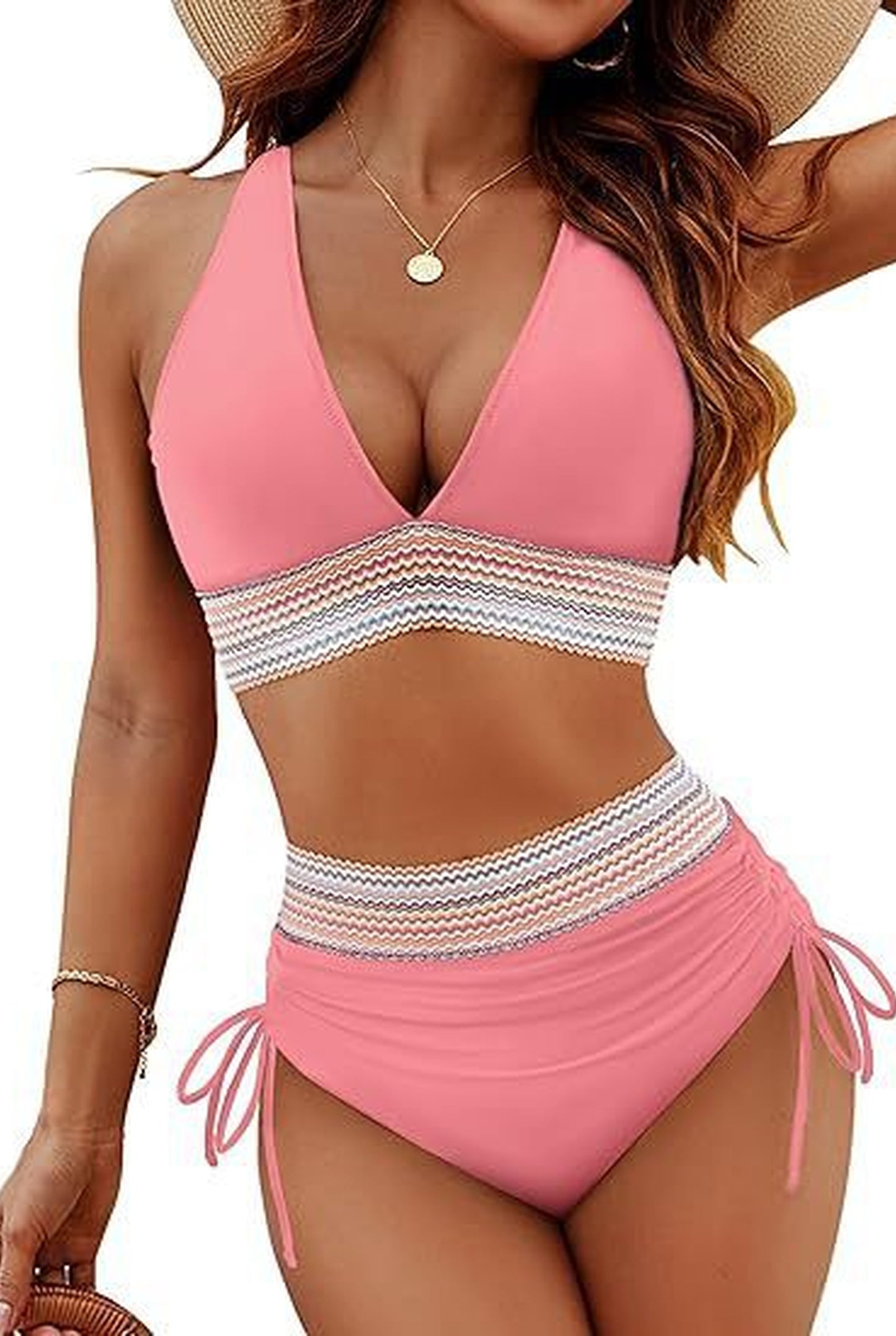 Lucette Dames Badkleding | V-Hals | Zigzag Tailleband