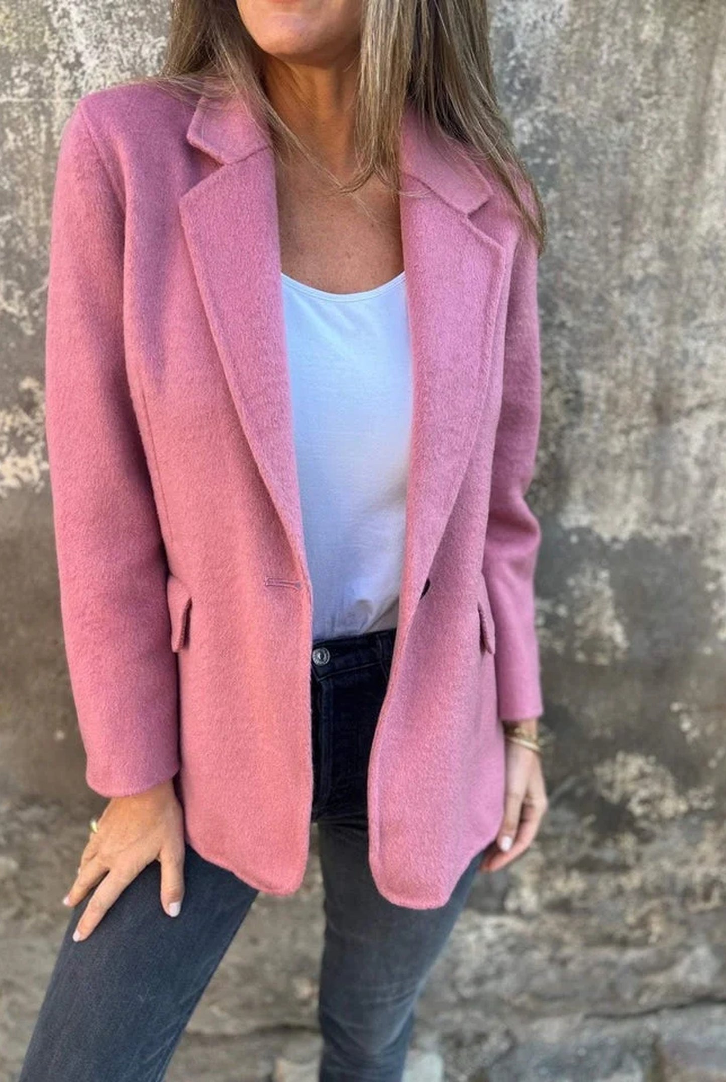 Bianca Dames Jas | Revers Kraag | Enkele Knoop