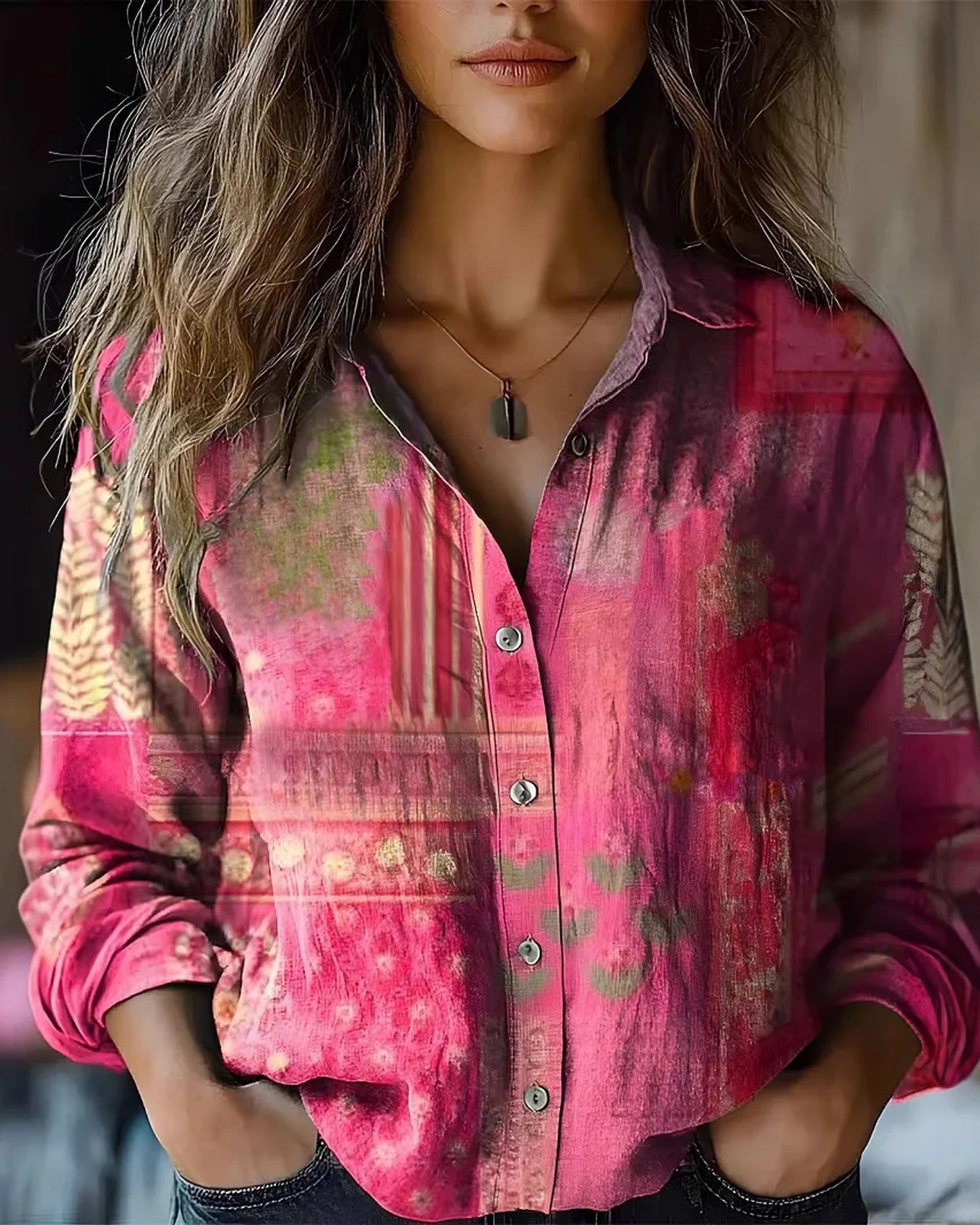 Annelise Dames Top | Bloemenprint | Lange Mouwen
