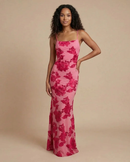Miriam Dames Maxi Jurk | Vierkante Hals | Bloemenprint