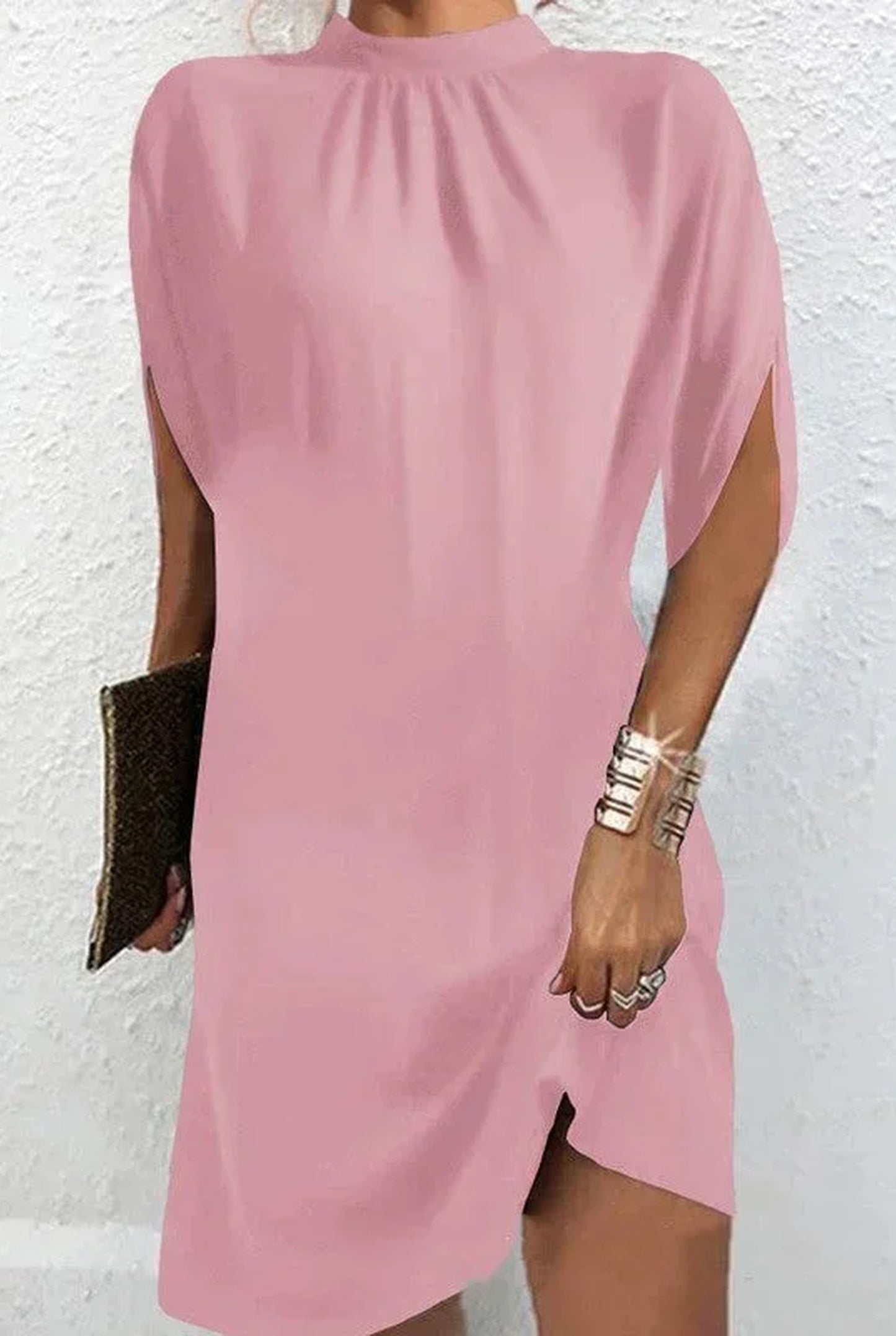 Cristiana Dames Mini Jurk | Korte Mouwen | Geplooide Details