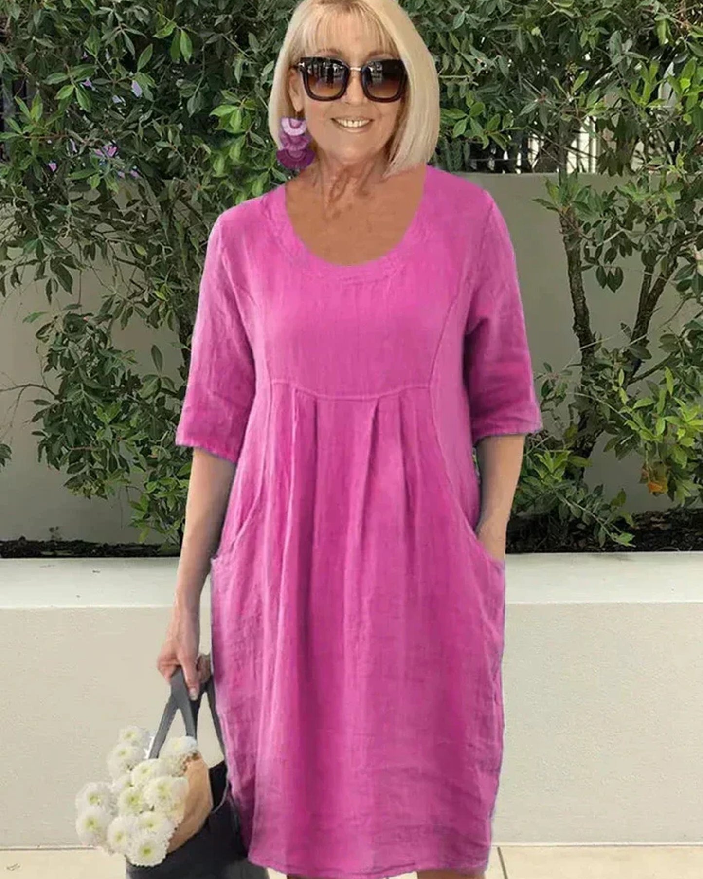 Annaëlle Dames Midi Jurk | Driekwart Mouwen | Empire Taille
