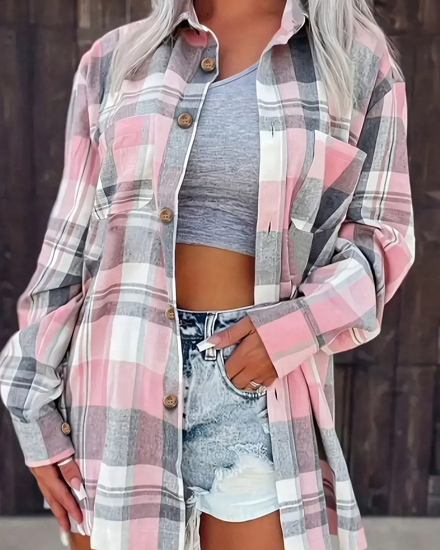 Andreina damebluse | Ternet mønster | Skjortekrave