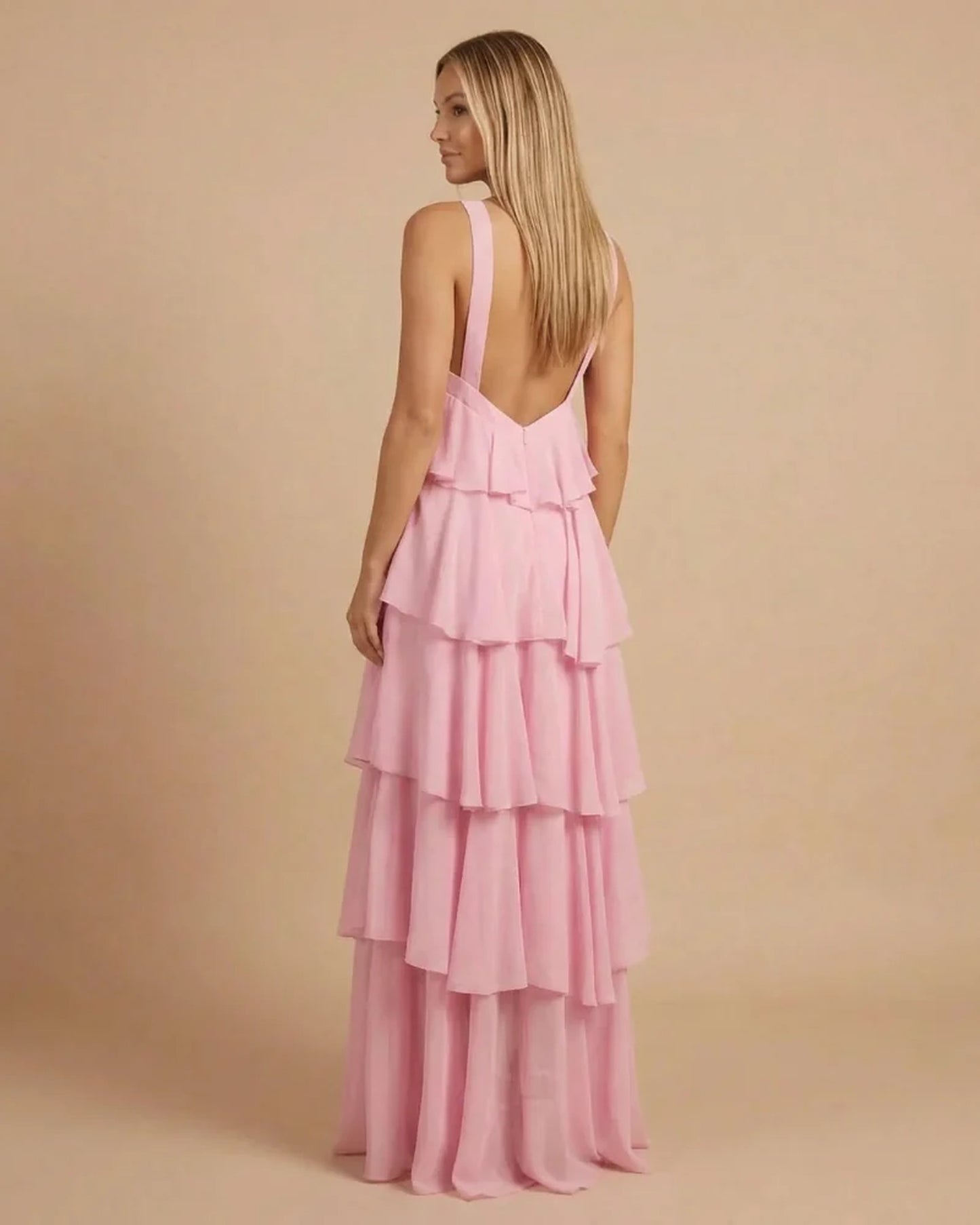 Millie Ladies Maxi Dress | Halterneck | Layered Ruffles