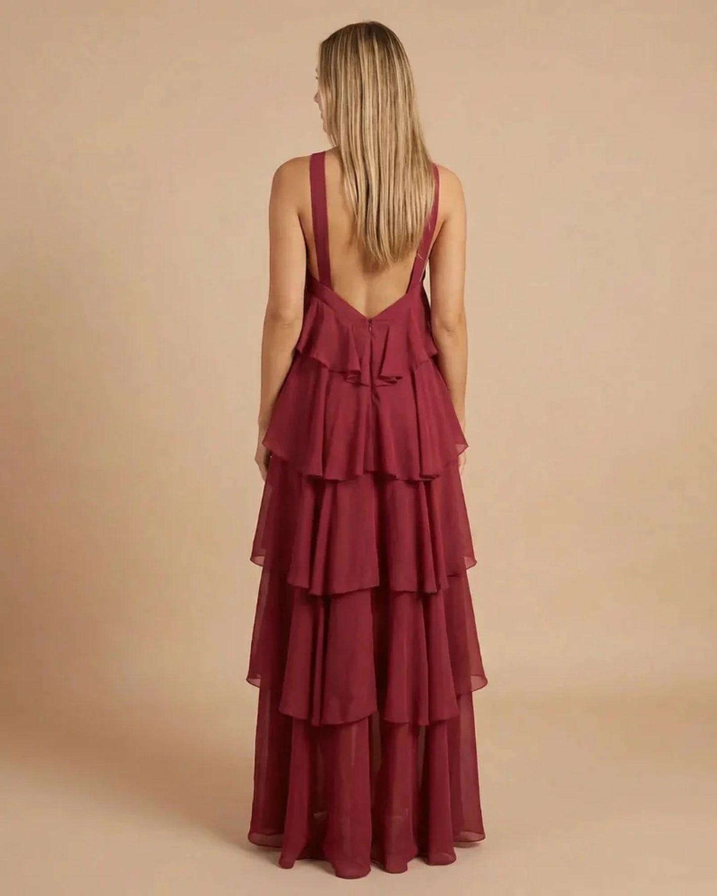 Millie Ladies Maxi Dress | Halterneck | Layered Ruffles