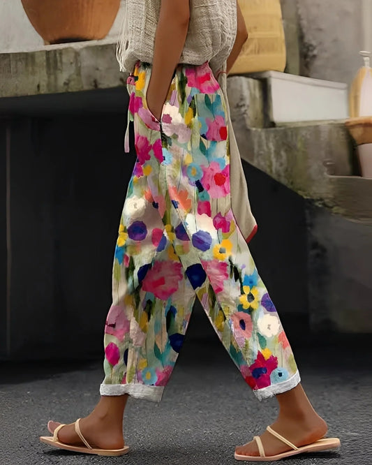 Patience Dames Trousers | Floral-print | Wide-Leg Fit