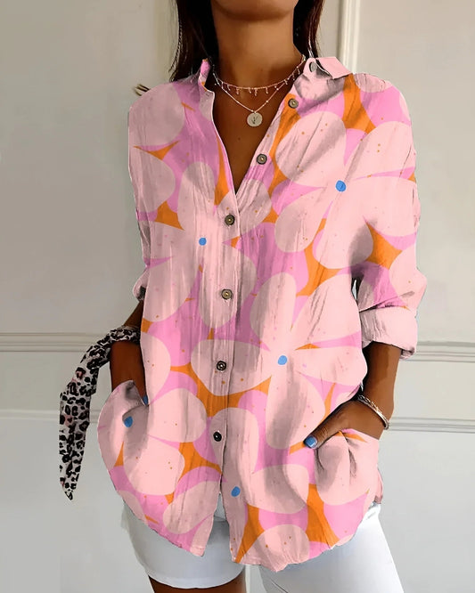 Mercédès Ladies Blouse | Abstract Print | Shirt Collar