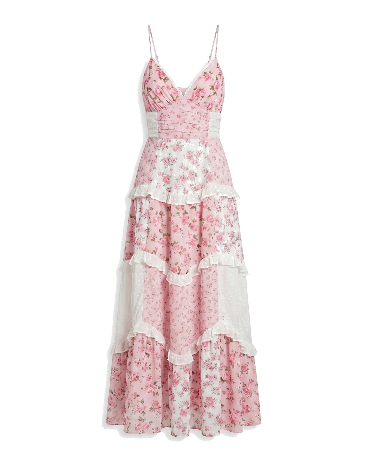 Maryline Dames Maxi Jurk | Gelaagde Ruches | Open Rug