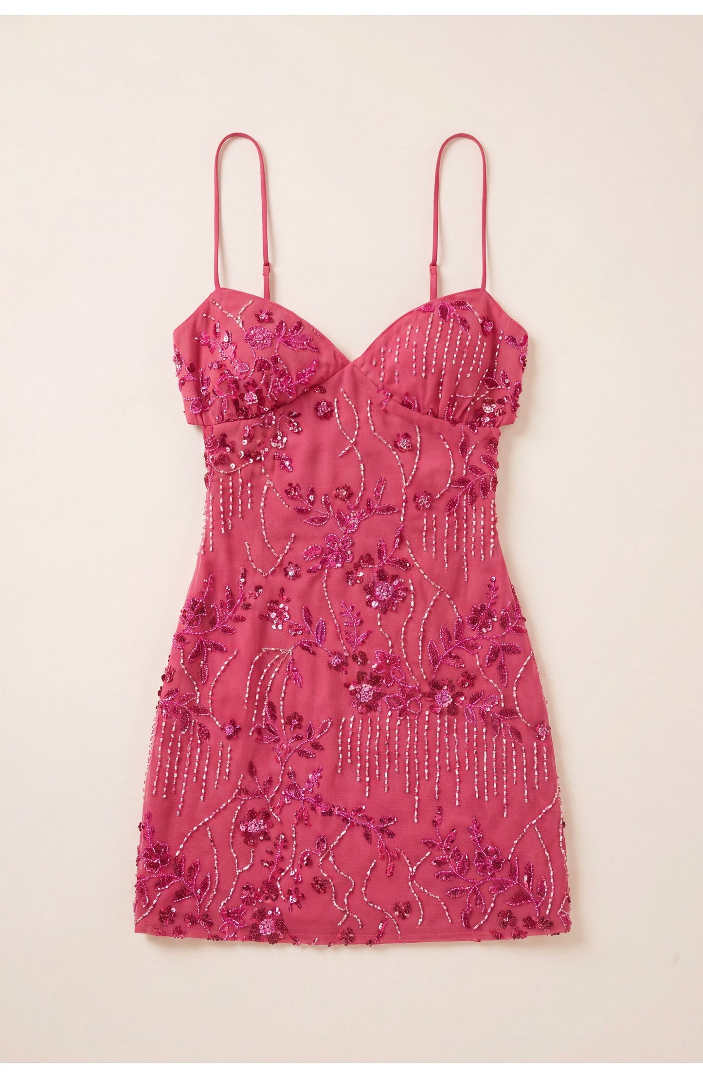 Wilhelmine Dames Mini Jurk | Roze Kant Overlay | Spaghettibandjes Bustier