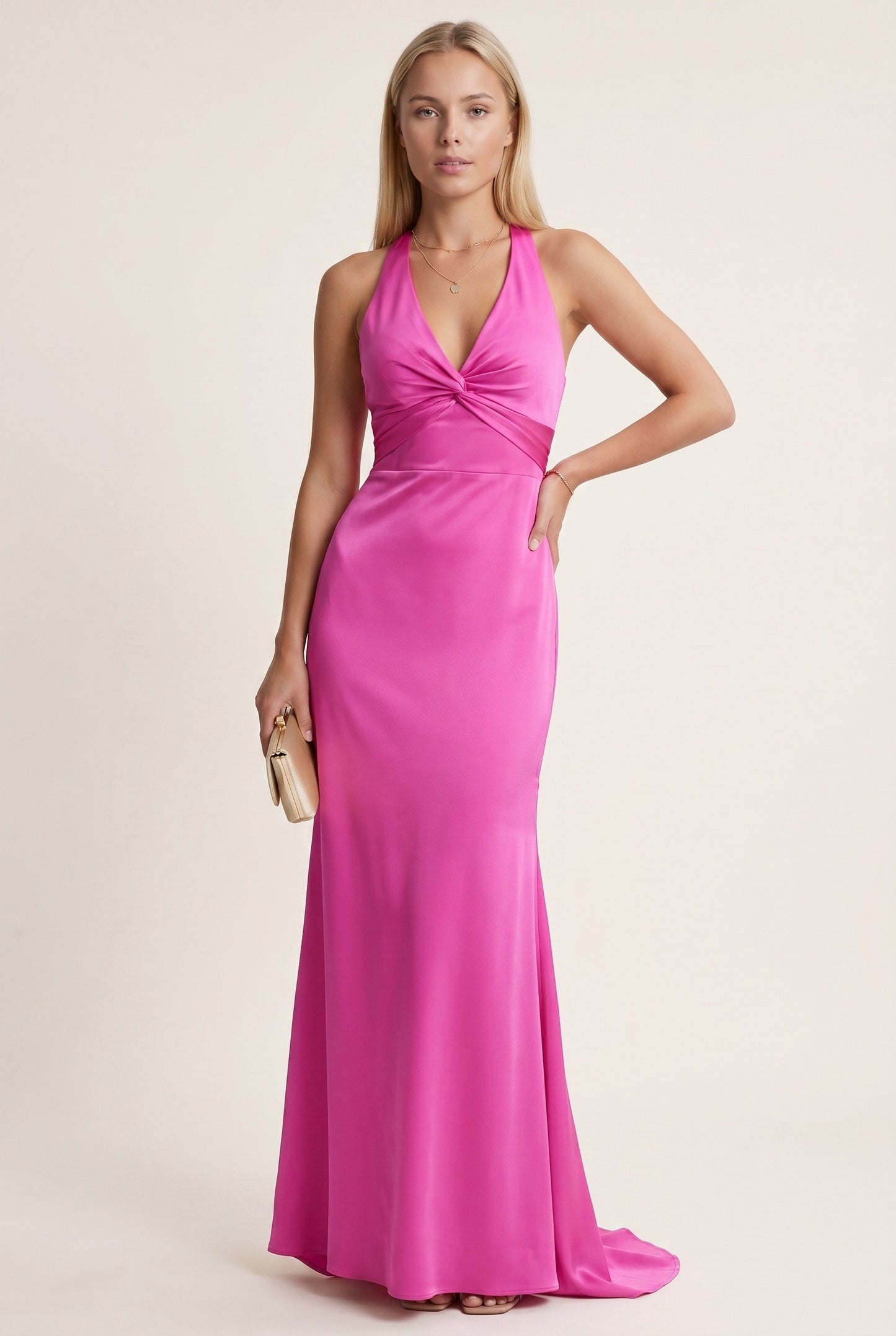 Olympe Women's Maxi Dress | Crossed Open Back | Twisted Bust Detail
