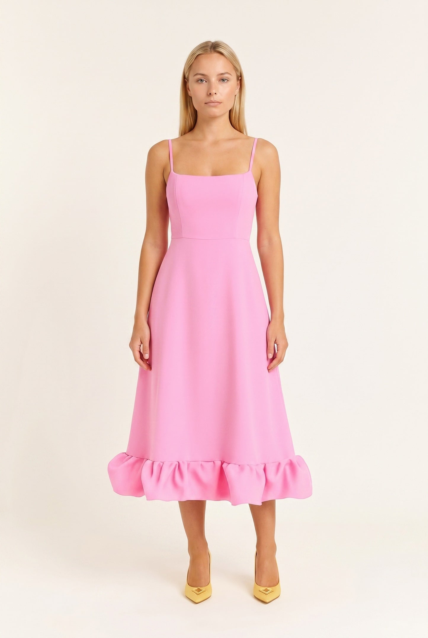 Eloïse Women's Midi Dress | Spaghetti Straps | Ruffle Hem