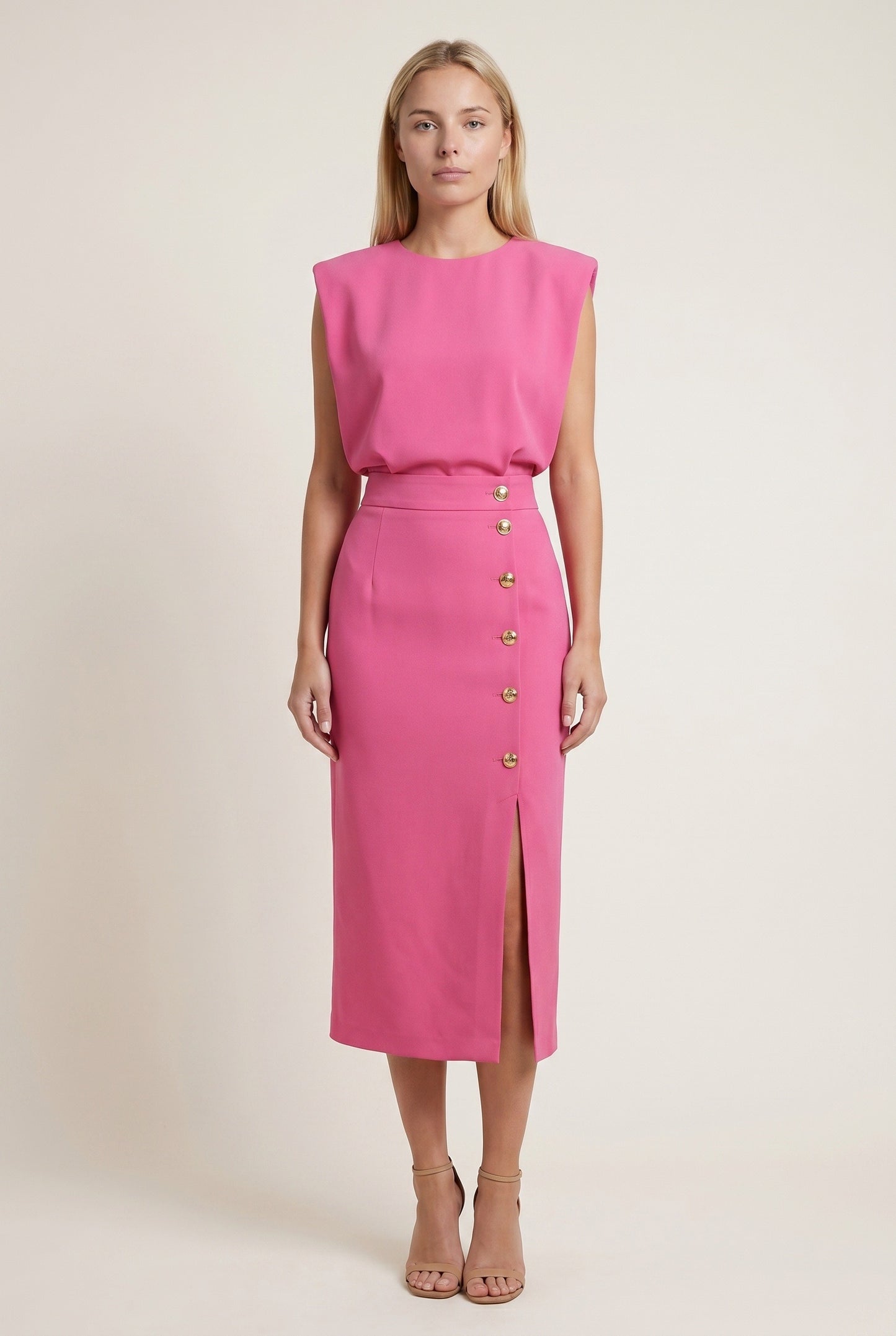 Ninon Women's Midi Dress | Button Detail Split | Split