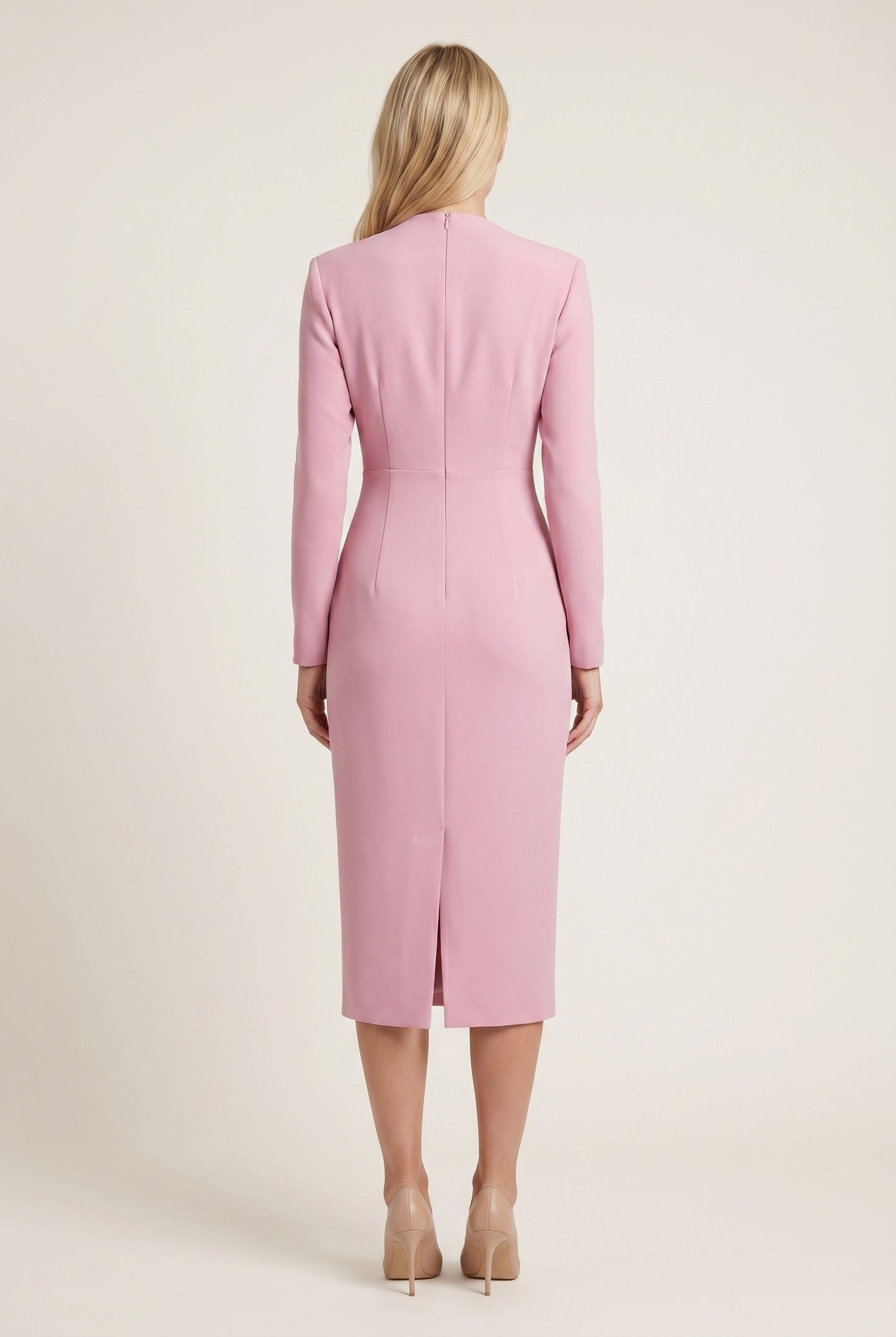 Norma Dames Midi Jurk | Hoge Hals | Gedrapeerd Design