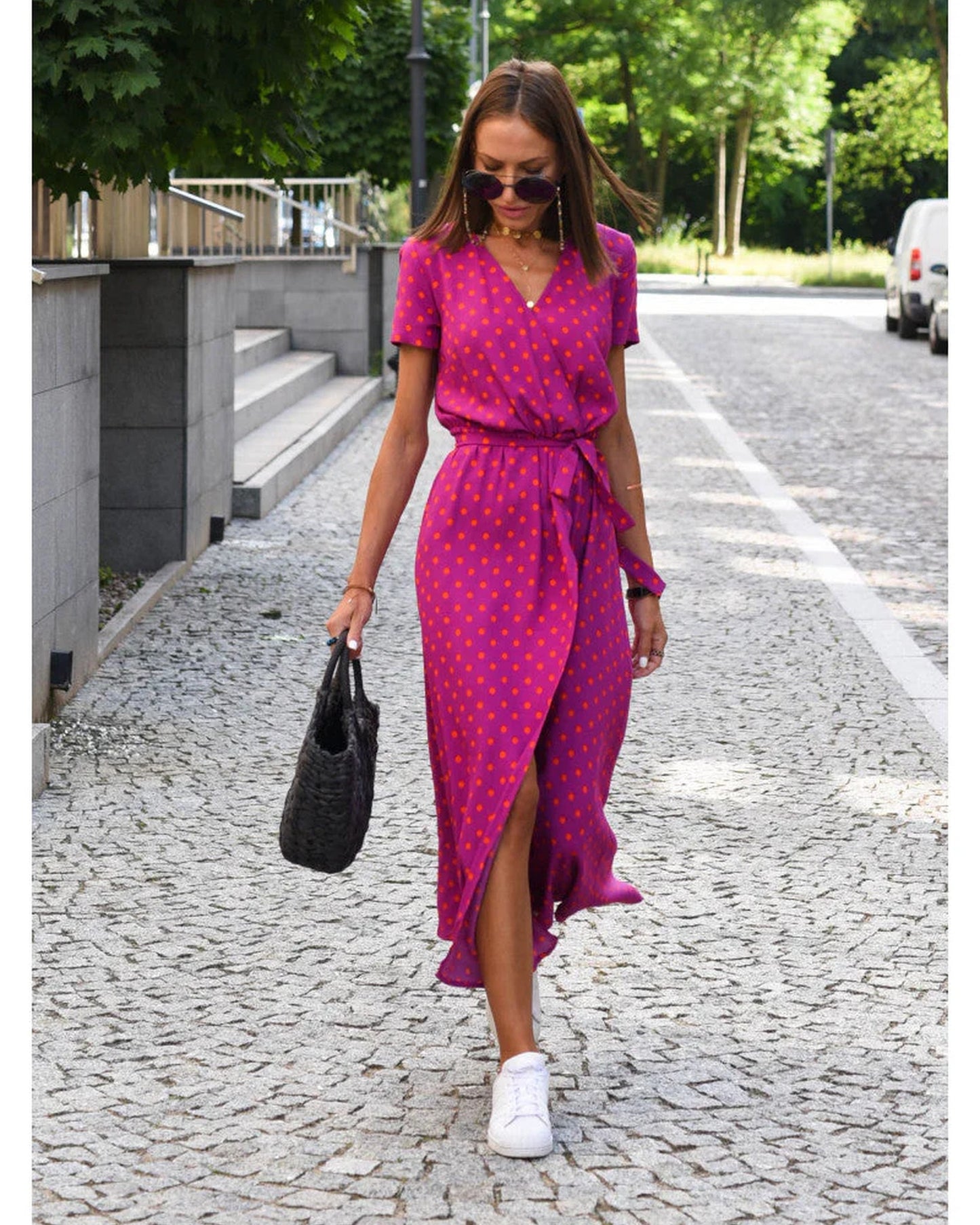 Jordane Dames Midi Jurk | V-Hals | Bloemenprint
