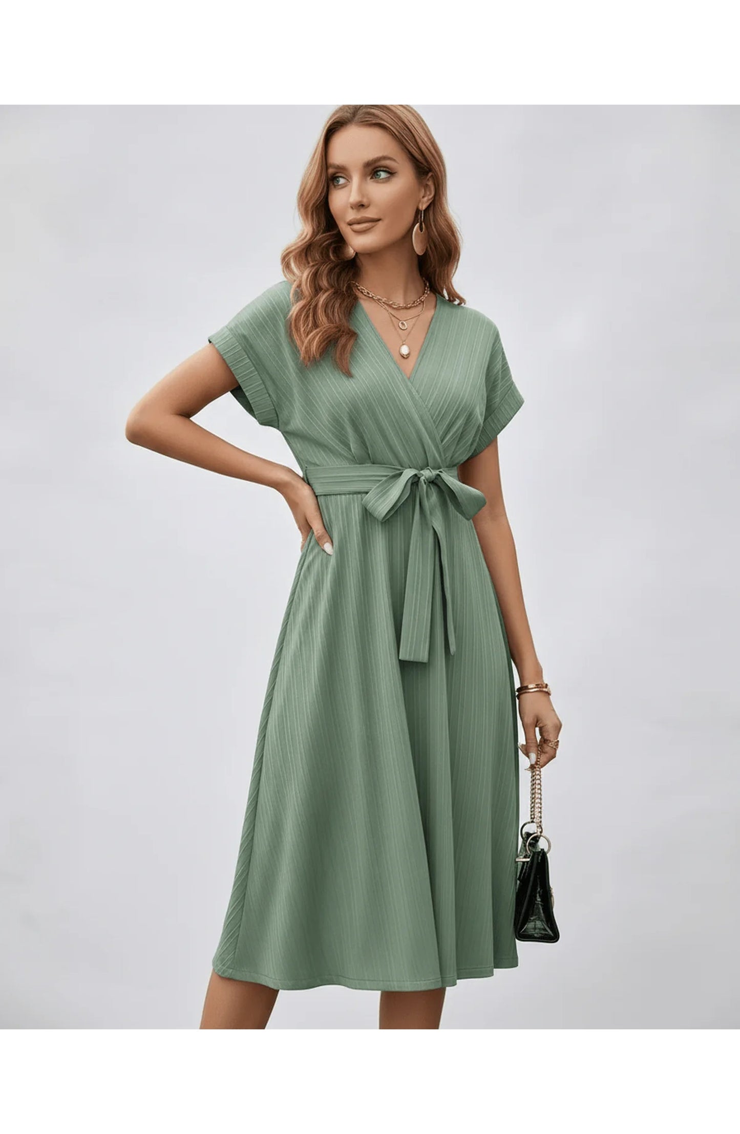 Pascale Women's Midi Dress | V-Neck | Wrap Design