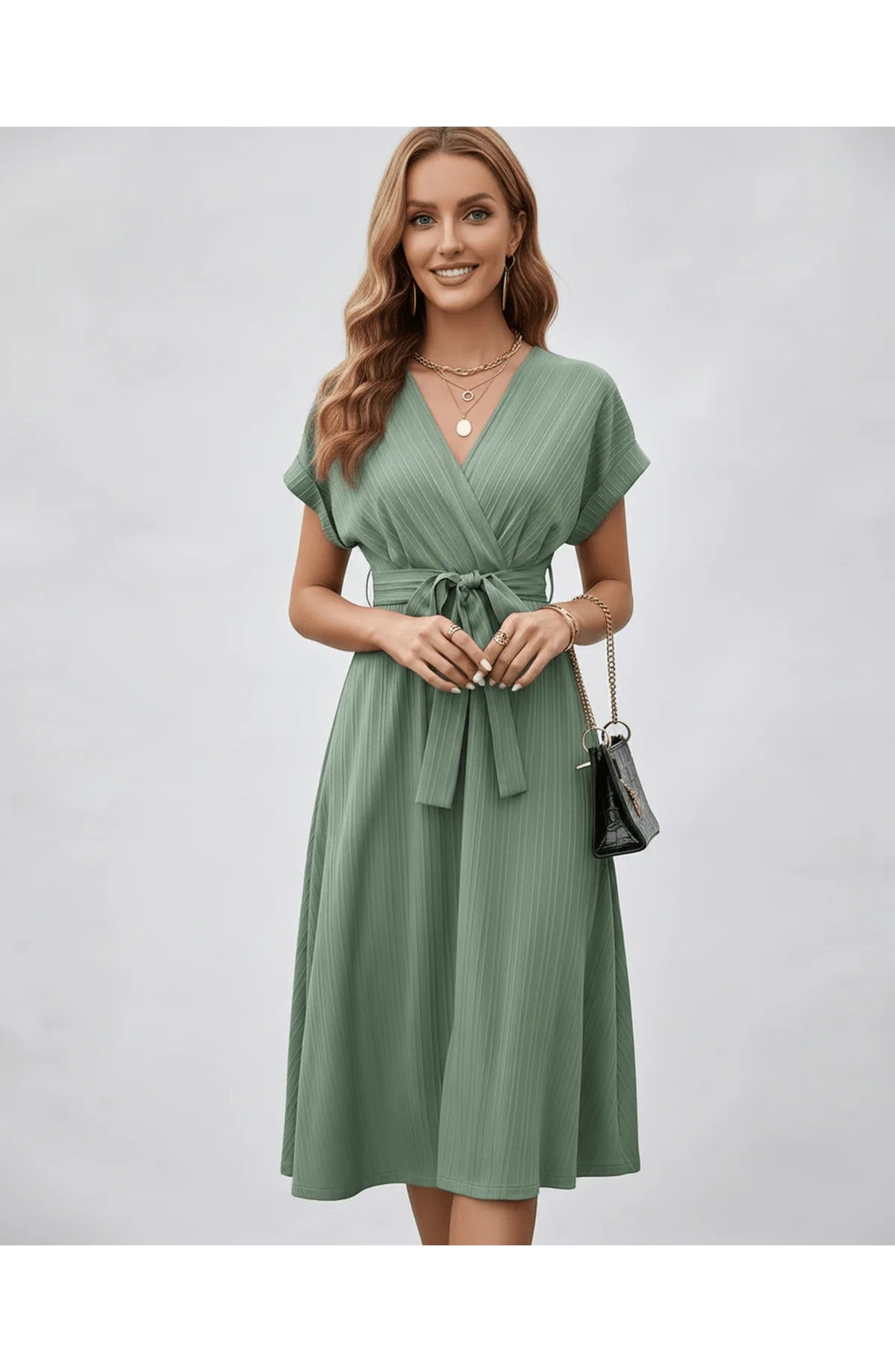 Pascale Women's Midi Dress | V-Neck | Wrap Design