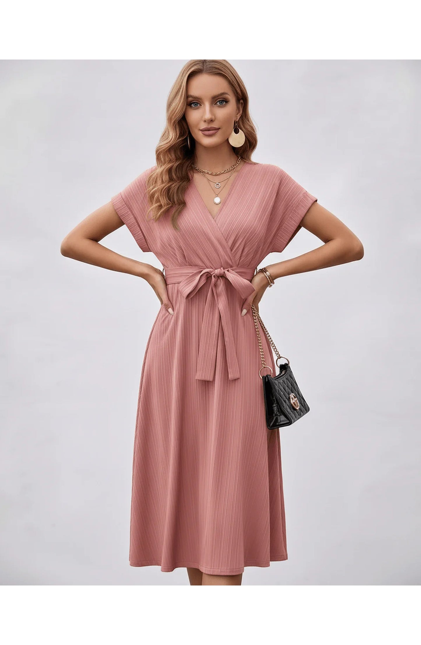 Pascale Women's Midi Dress | V-Neck | Wrap Design