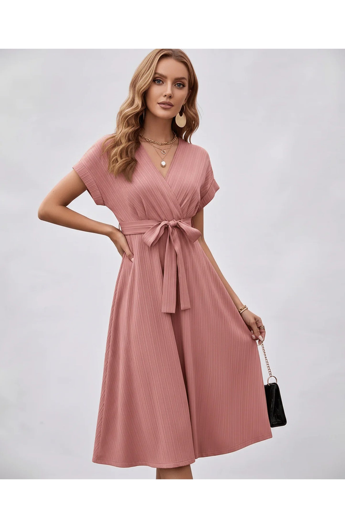 Pascale Women's Midi Dress | V-Neck | Wrap Design