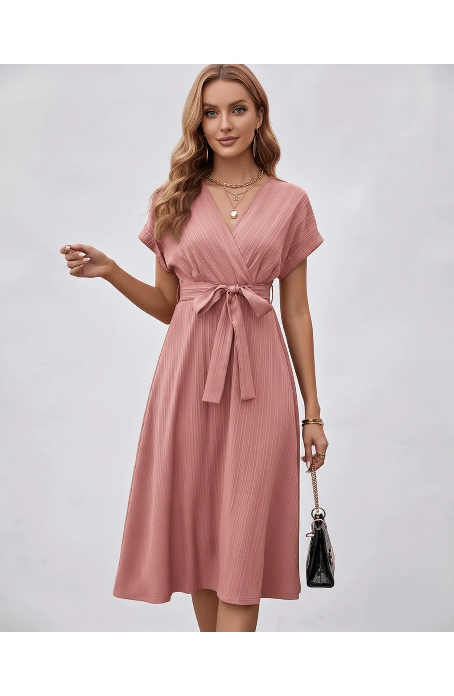Pascale Women's Midi Dress | V-Neck | Wrap Design