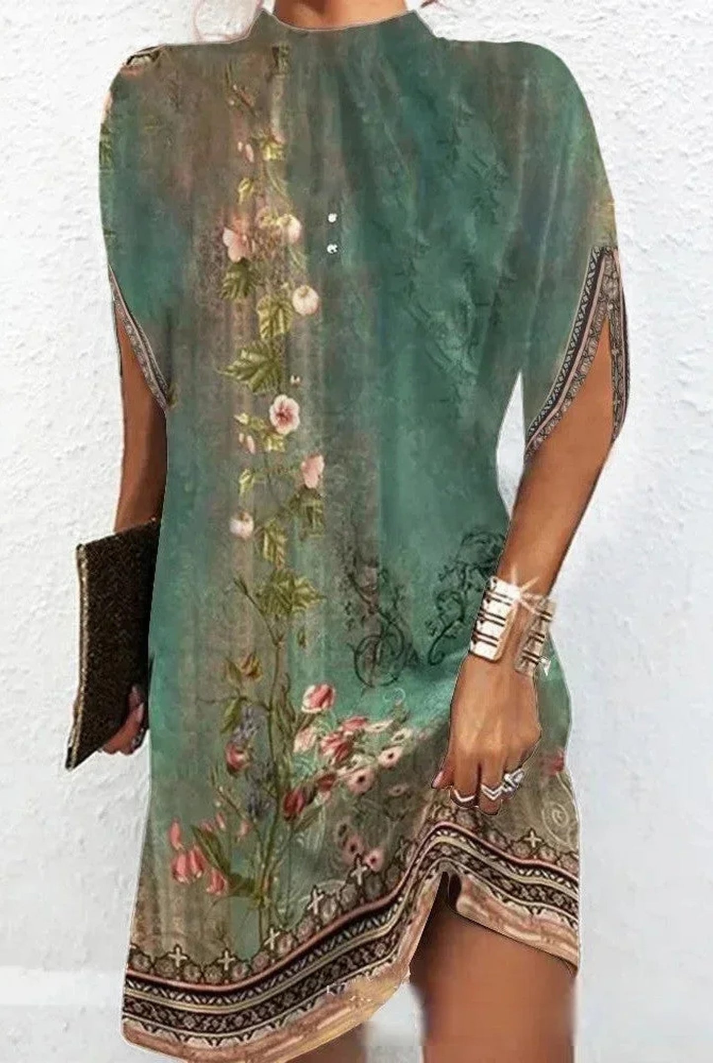 Cristiana Dames Mini Jurk | Korte Mouwen | Geplooide Details