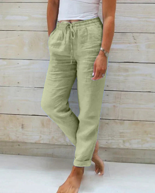 Osanne Women's Trousers | Elastic Waist | Straight Wide Legs