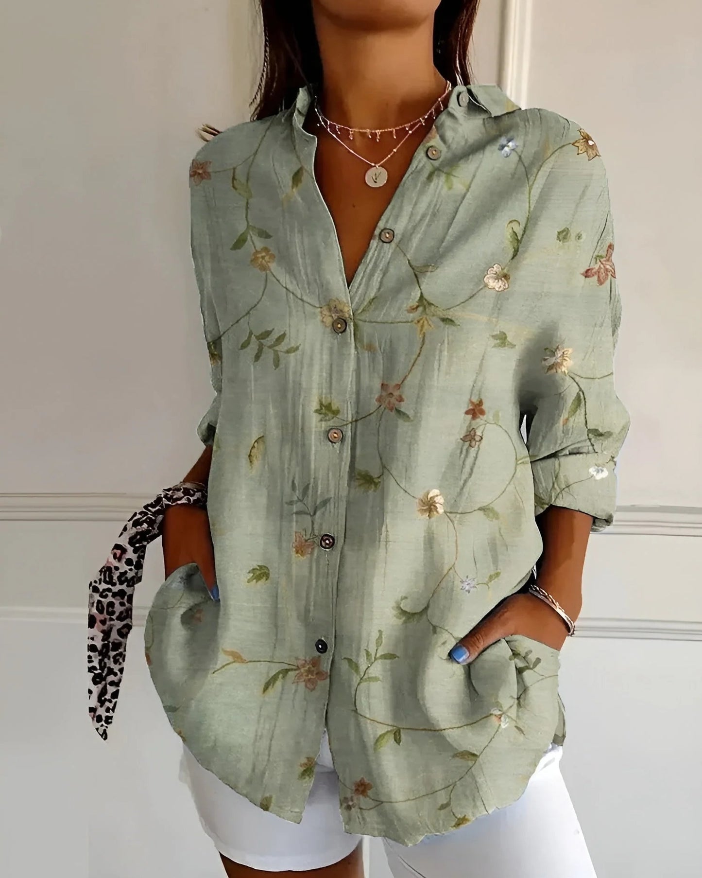 Mercédès Dames Blouse | Abstract Print | Overhemdkraag