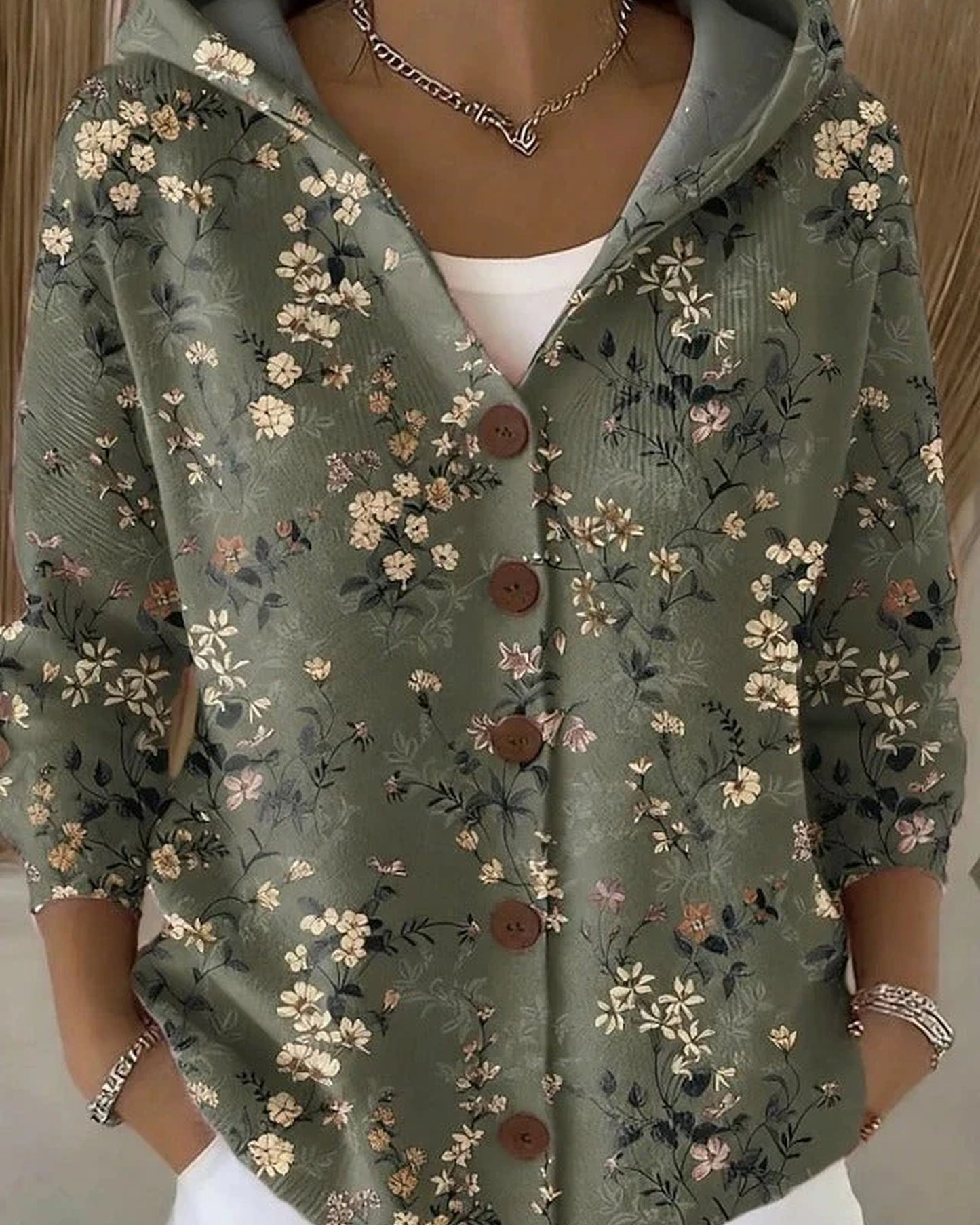 Macrine Dames Vest | Hooded Kraag | Knoop Sluiting