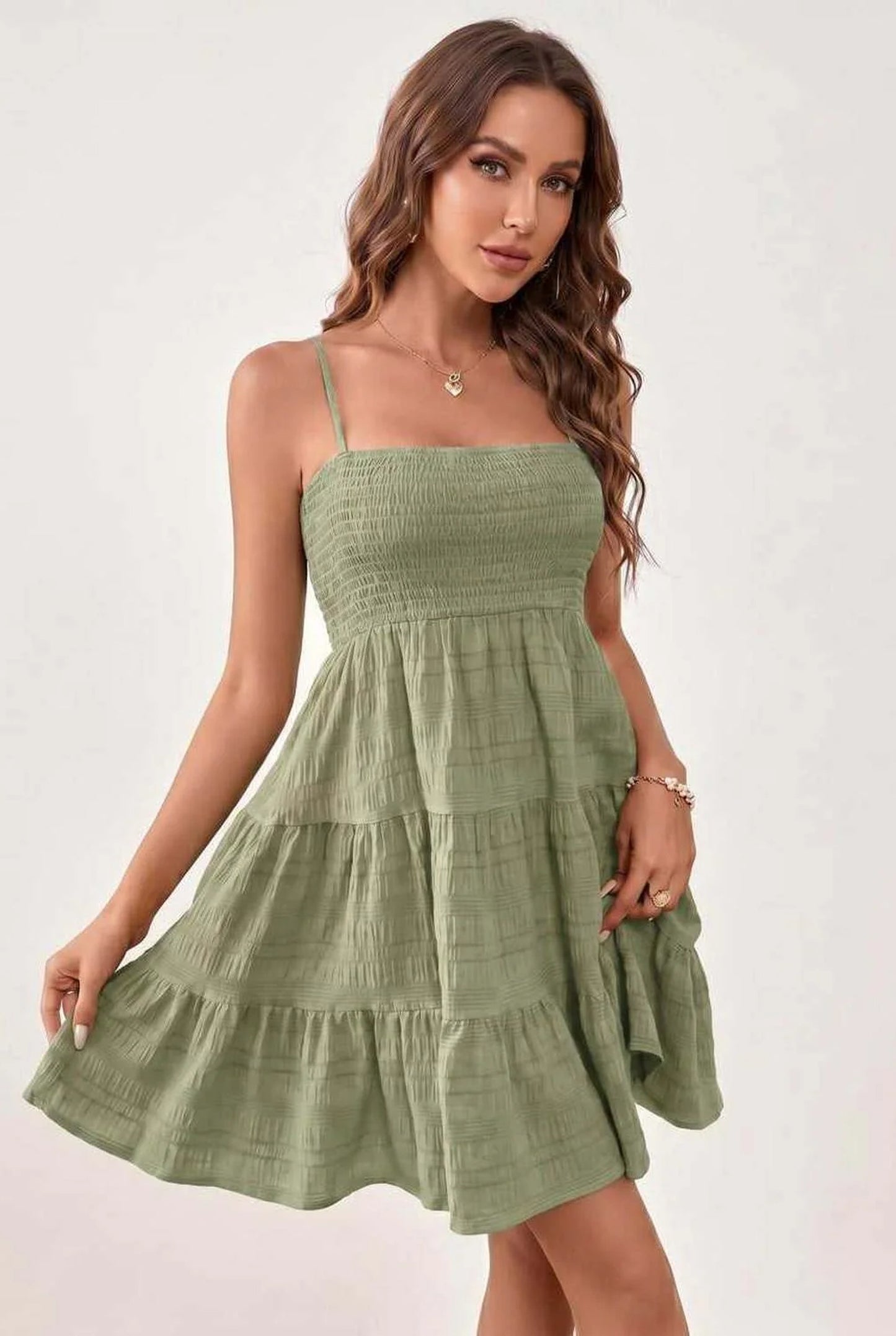 Mélina Dame Mini Kjole | Smocket Bandeau Top | Lagdelte Lagkjole