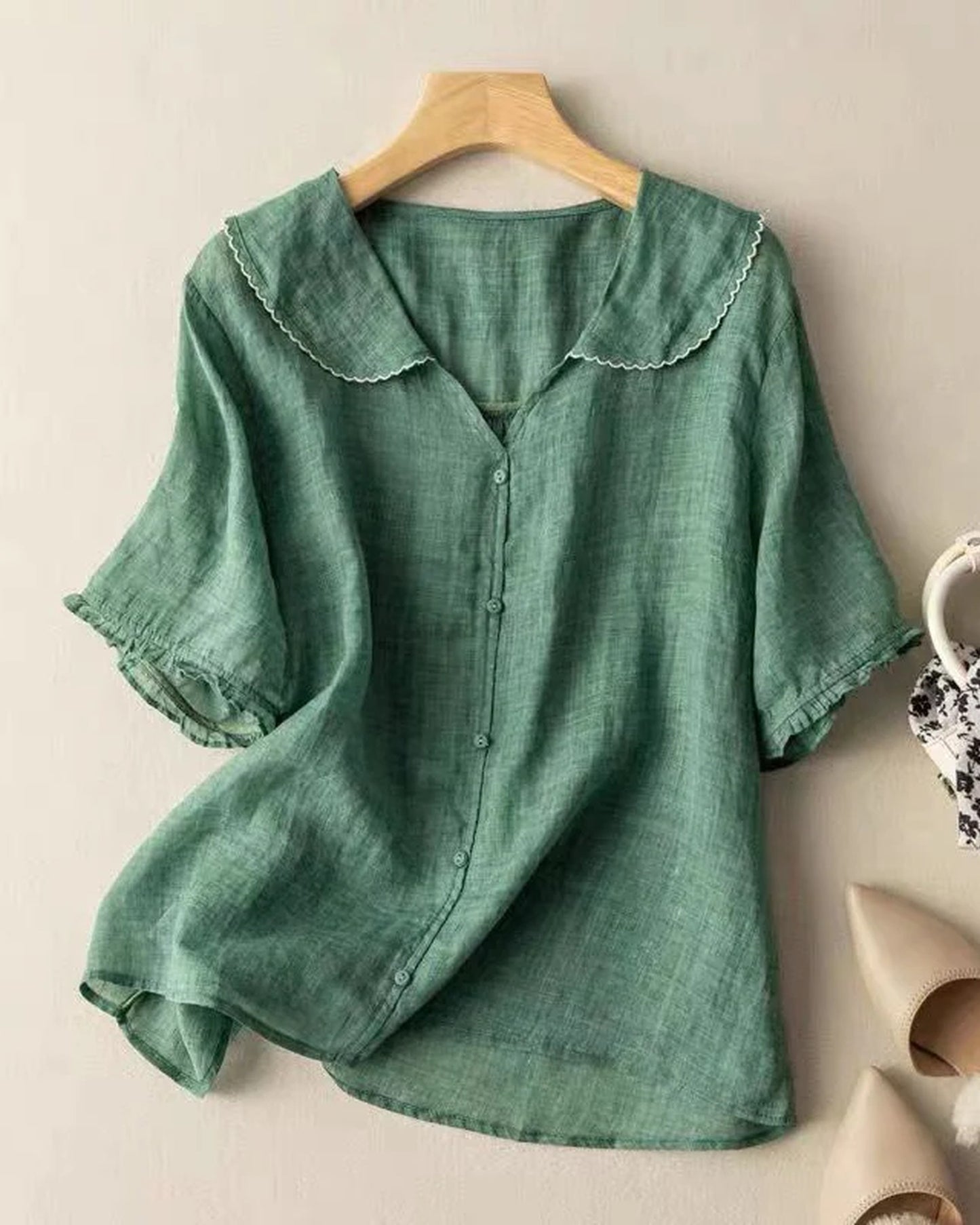 Brunelle Dames Top | Kraagje | Pofmouwen