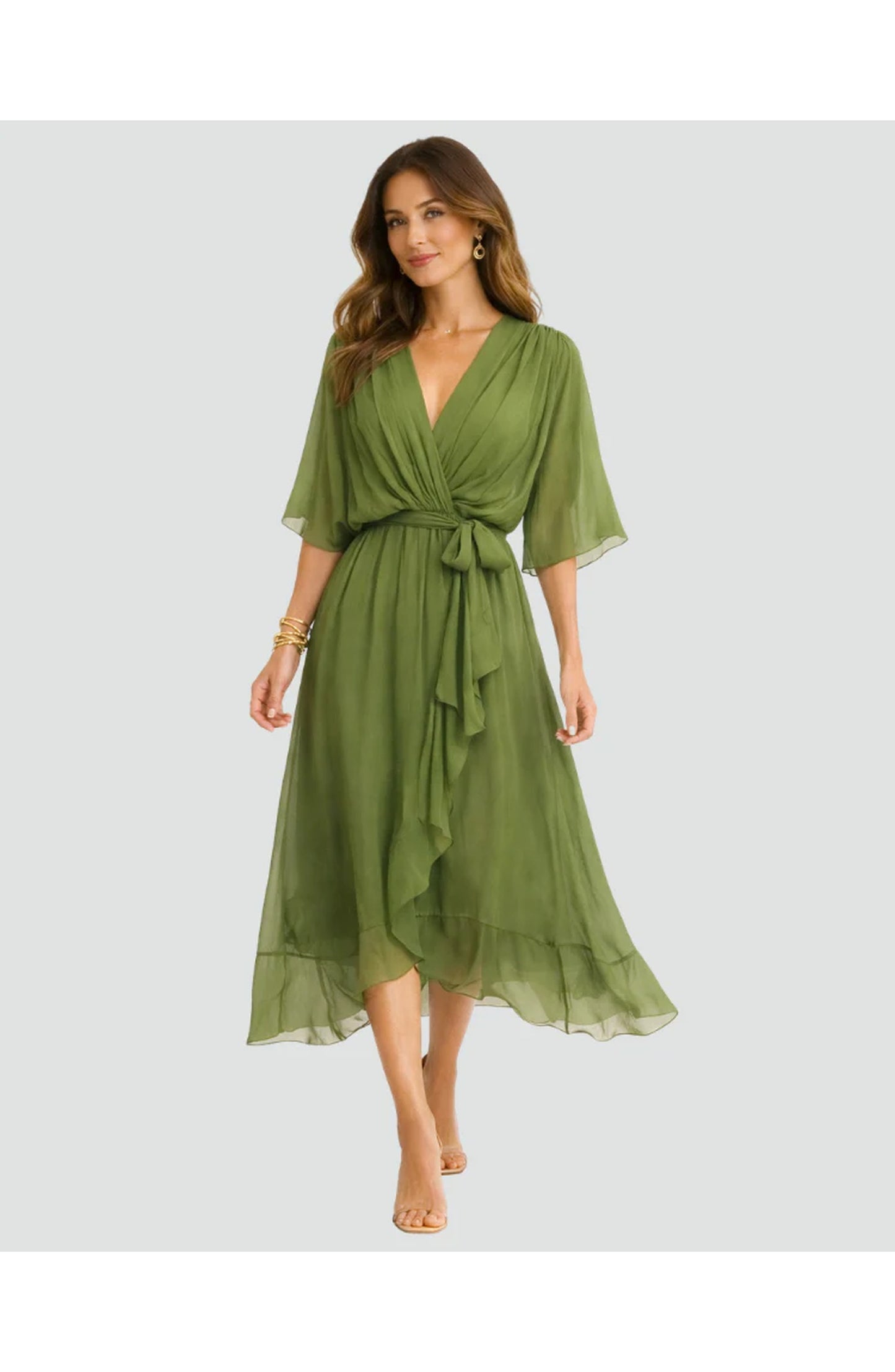 Geneviève Women's Midi Dress | V-Neck | Wrap Design