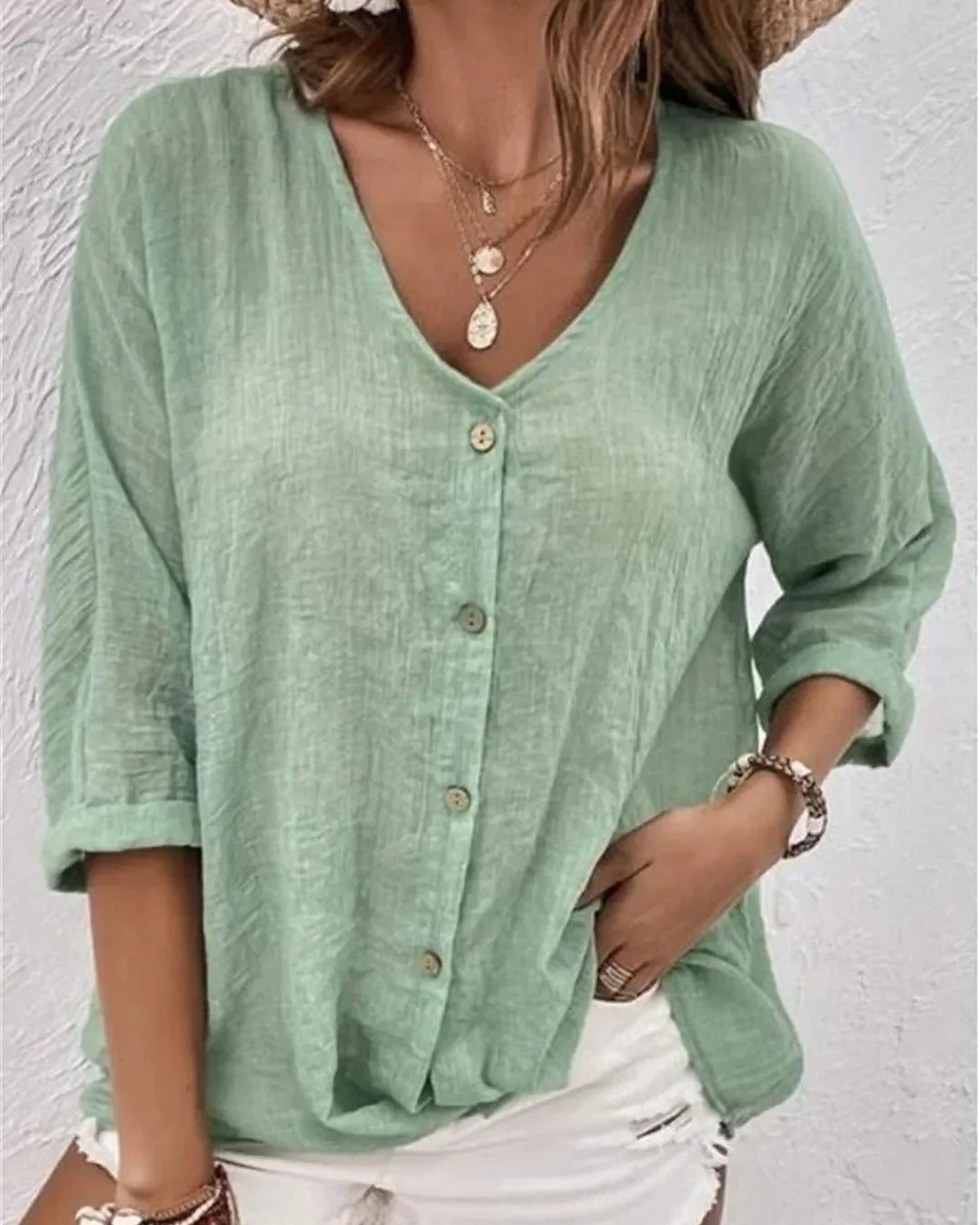 Mélisande Dames Blouse | 3/4 Mouwen | Button-Down
