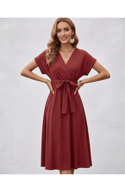 Pascale Women's Midi Dress | V-Neck | Wrap Design