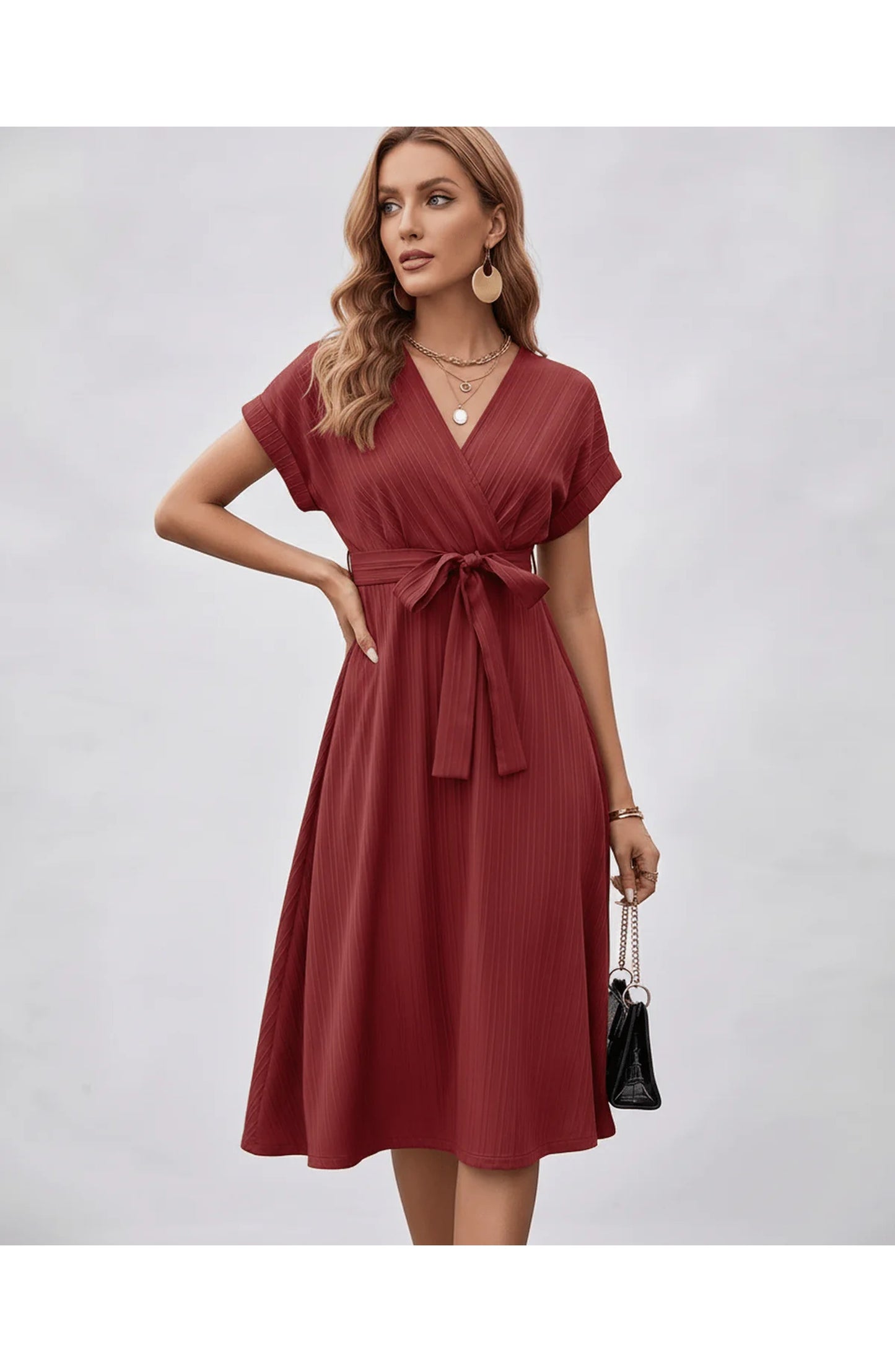 Pascale Women's Midi Dress | V-Neck | Wrap Design