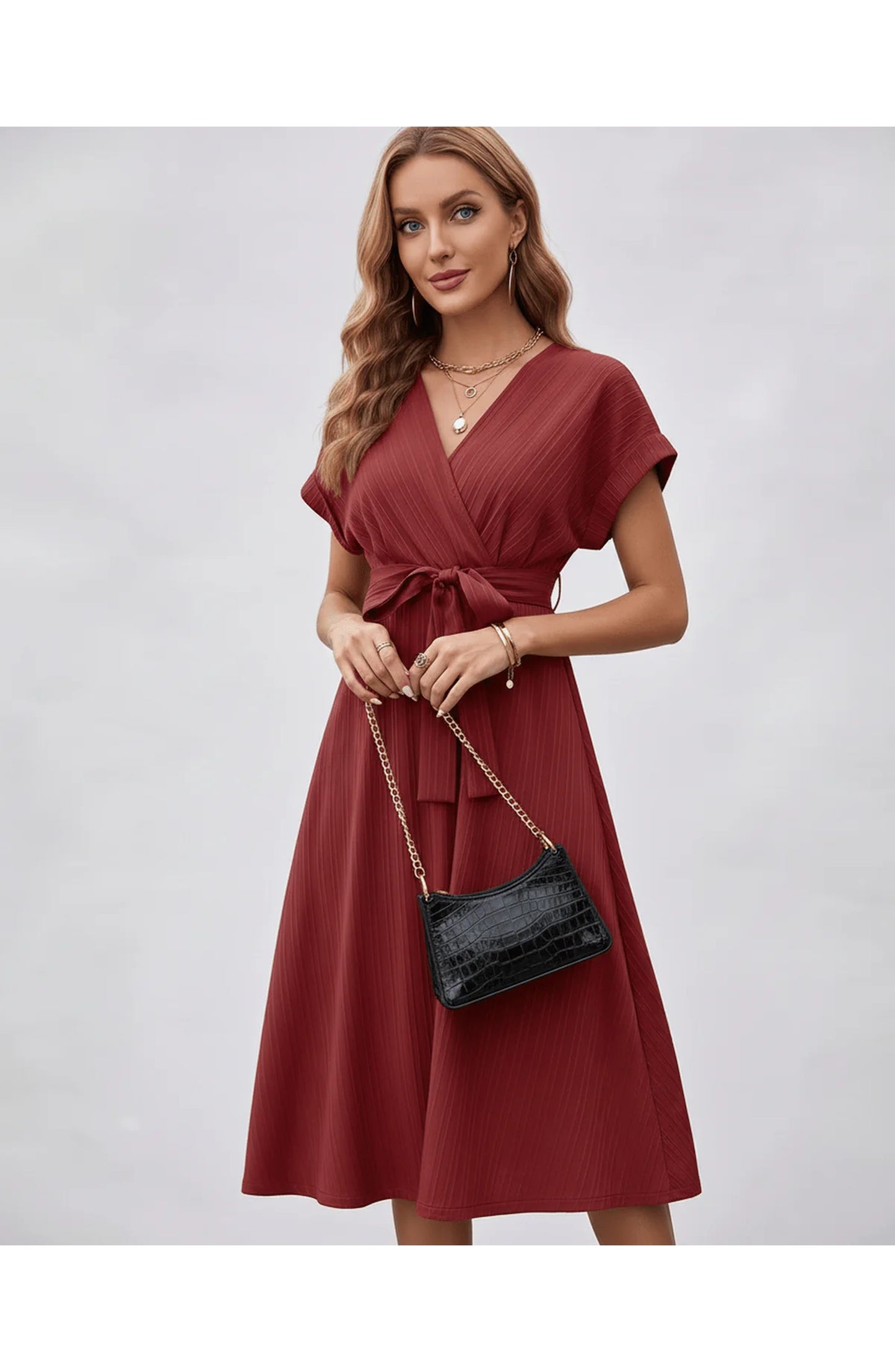 Pascale Women's Midi Dress | V-Neck | Wrap Design