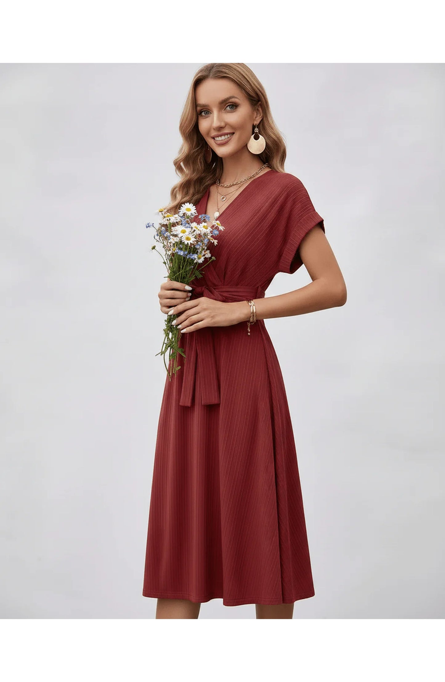 Pascale Women's Midi Dress | V-Neck | Wrap Design