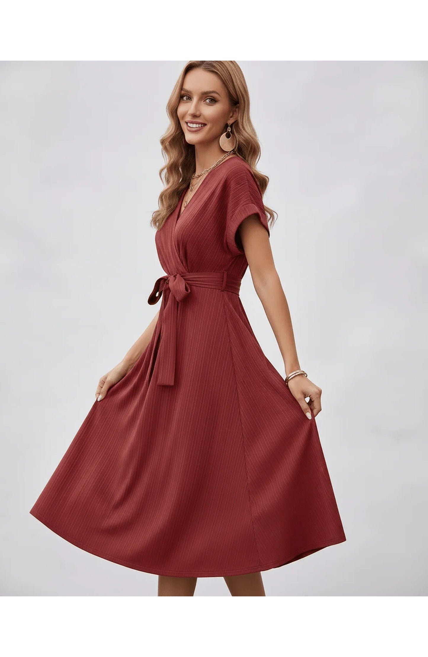 Pascale Women's Midi Dress | V-Neck | Wrap Design