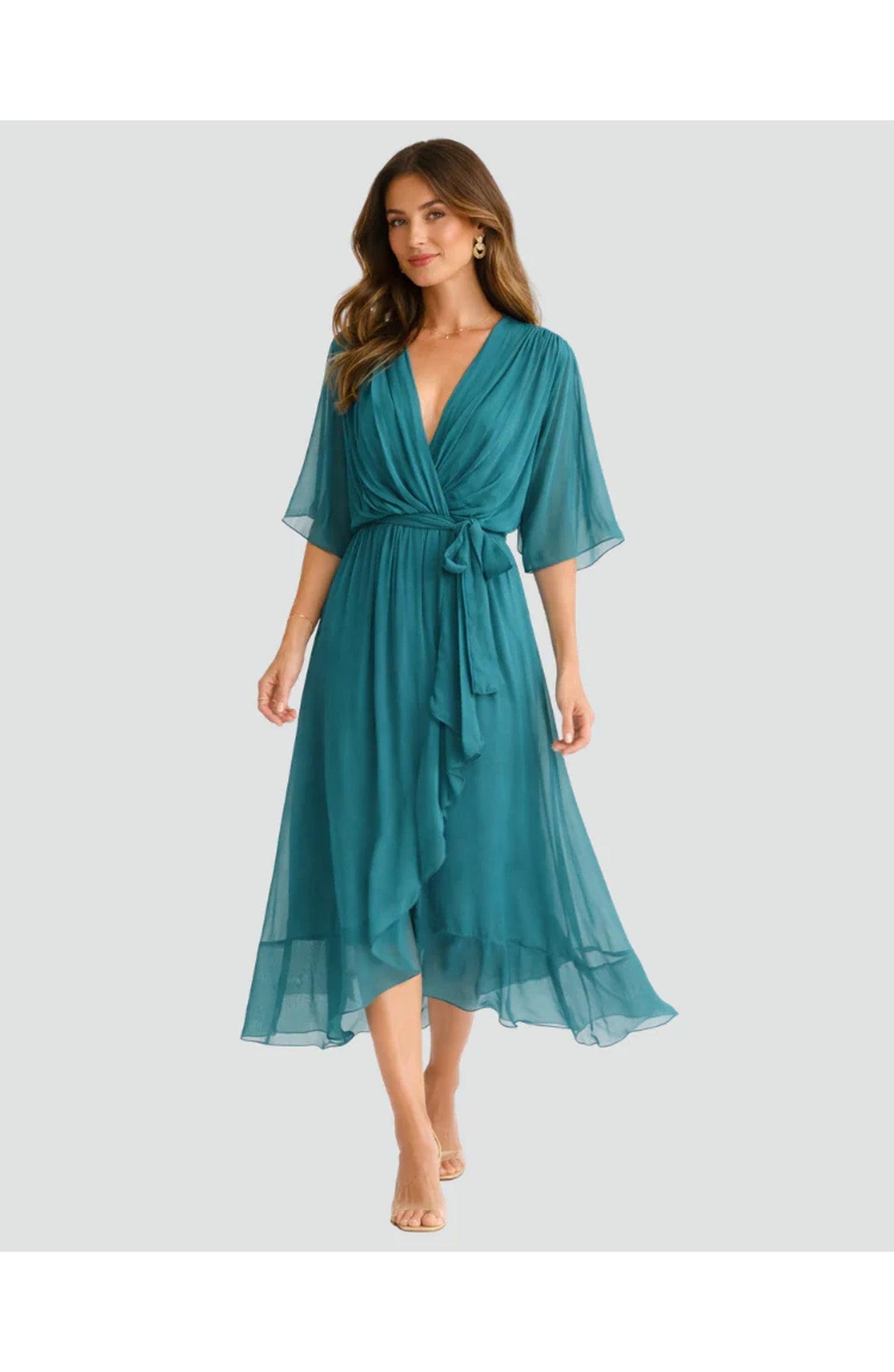 Geneviève Women's Midi Dress | V-Neck | Wrap Design